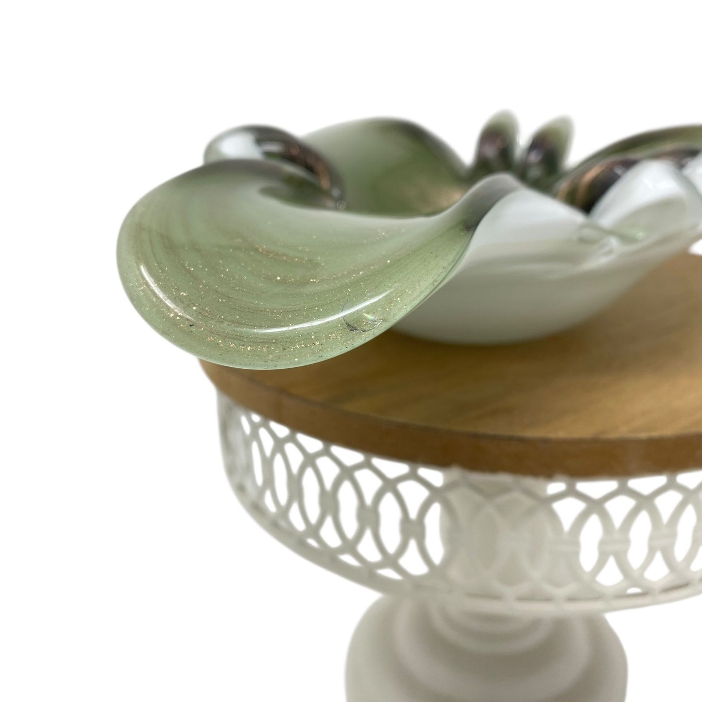 Vtg MCM Fratelli Toso Murano Glass Ashtray Bronze Shimmer & Handcrafted Swirl