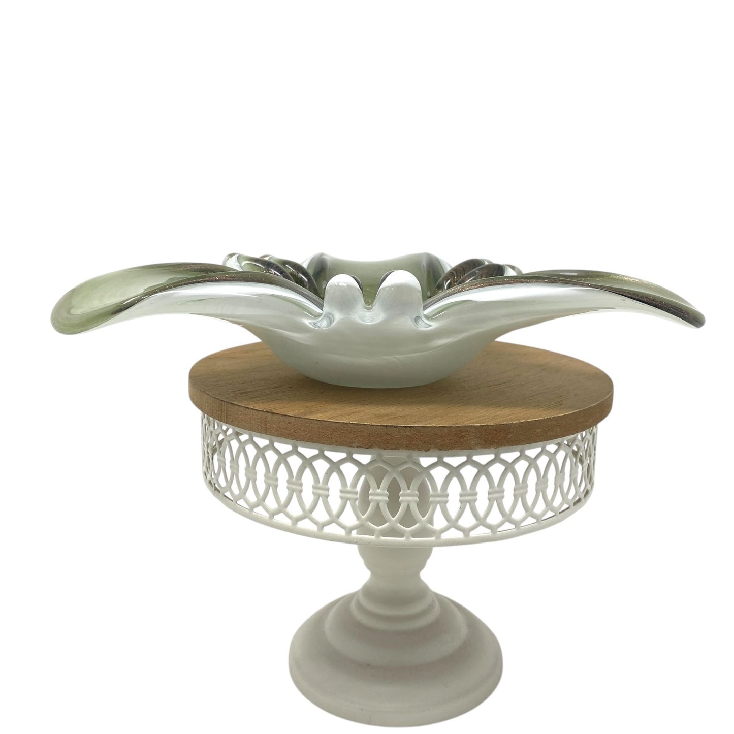Vtg MCM Fratelli Toso Murano Glass Ashtray Bronze Shimmer & Handcrafted Swirl