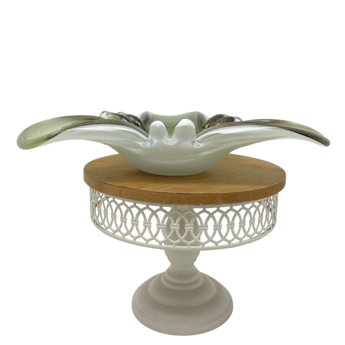 Vtg MCM Fratelli Toso Murano Glass Ashtray Bronze Shimmer & Handcrafted Swirl