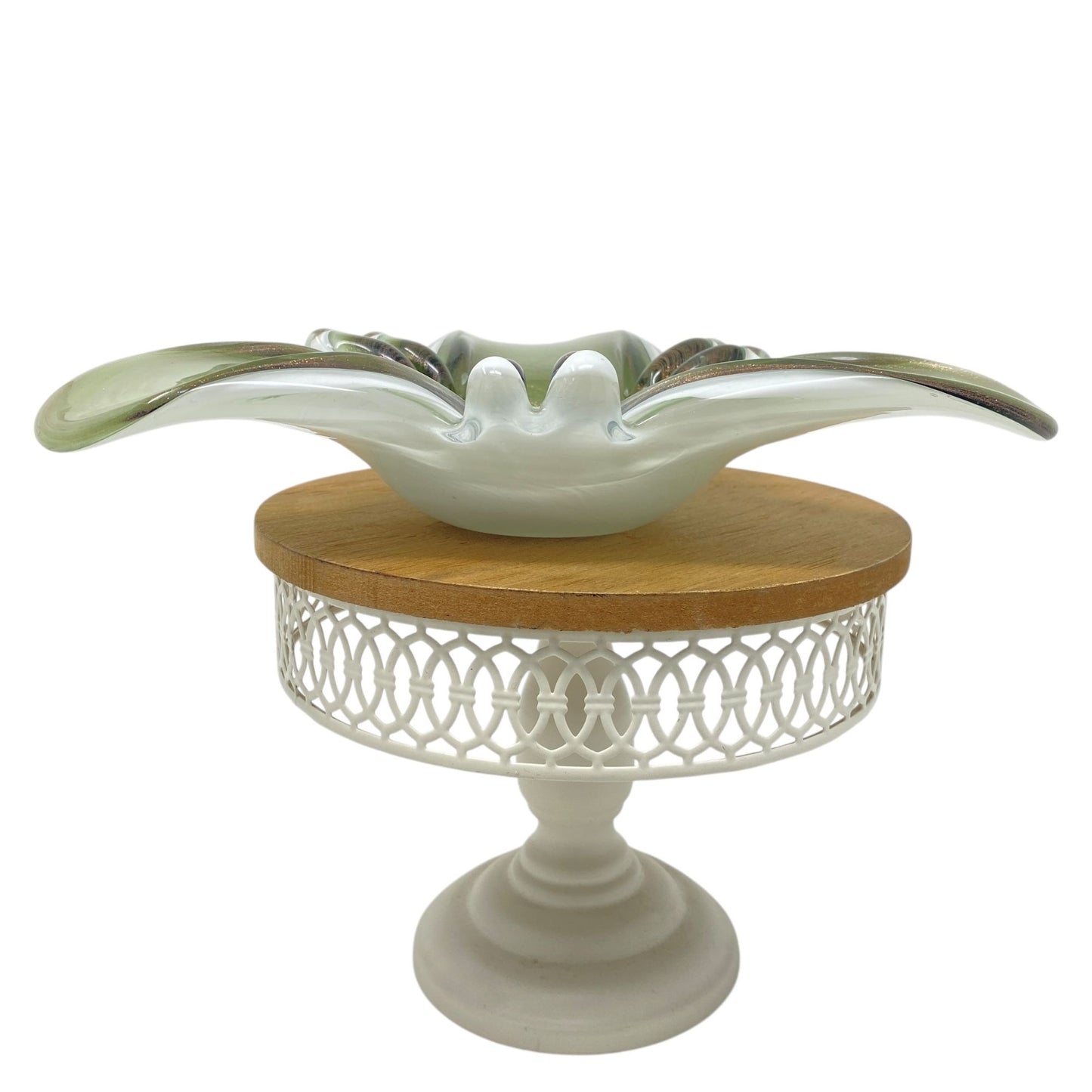 Vtg MCM Fratelli Toso Murano Glass Ashtray Bronze Shimmer & Handcrafted Swirl