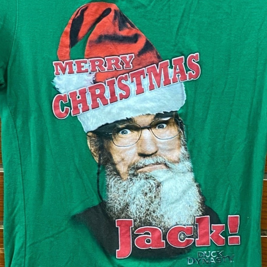 Duck Dynasty Xmas Tshirt L Green "Merry Christmas Jack" Uncle Si Novelty Redneck
