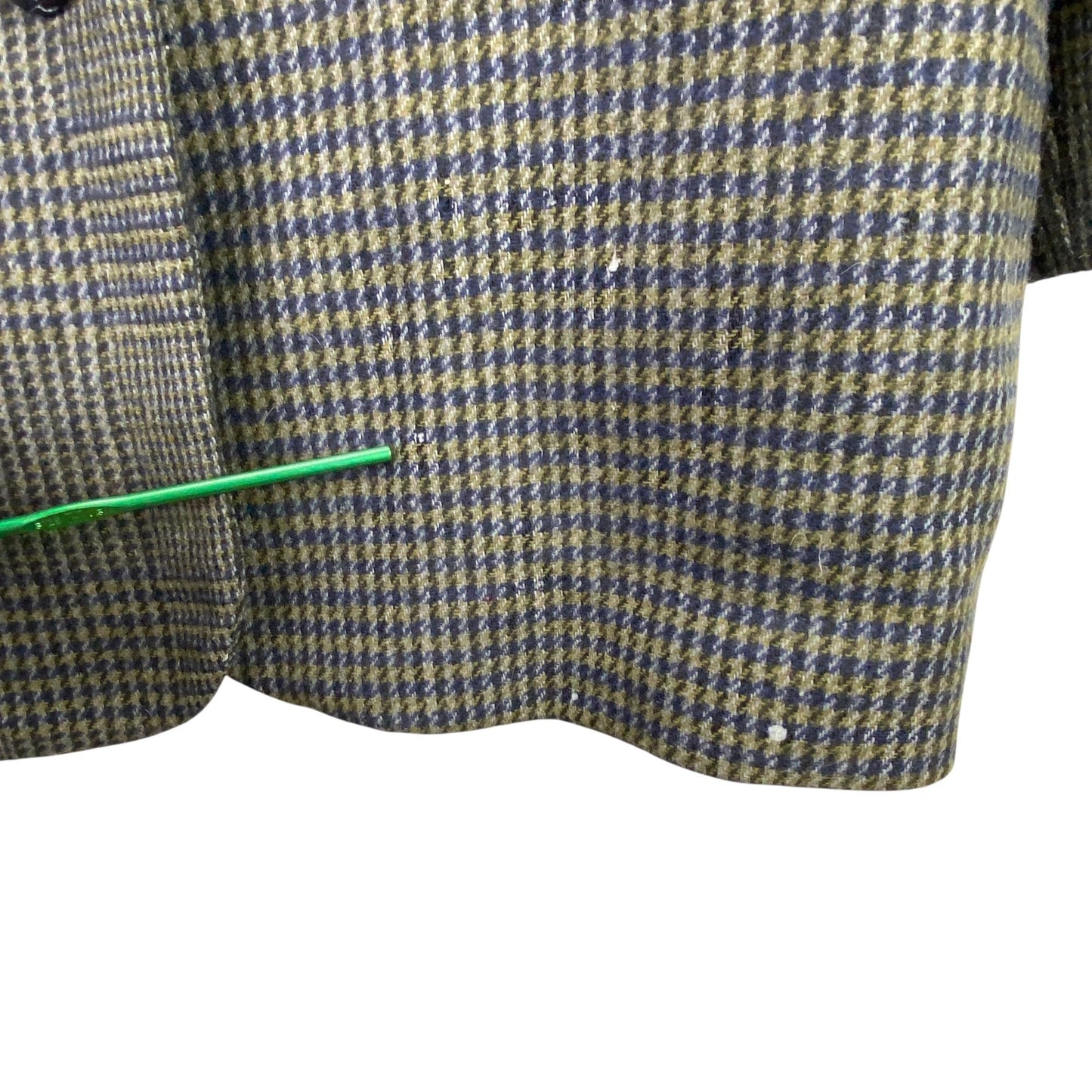 Vtg County Seat Houndstooth Plaid Wool Blazer Suede Leather Collar Mens L