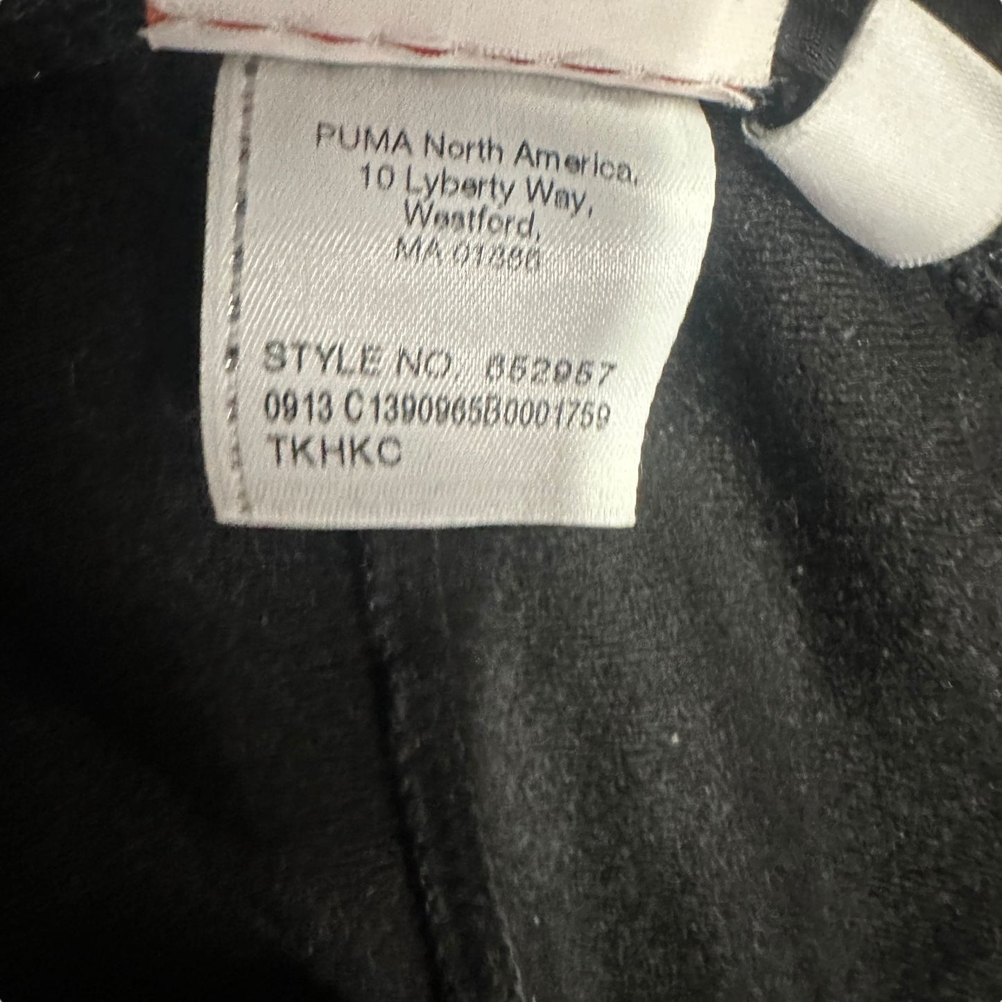 Puma Mens L Black Training Pants White Piping Elastic Waist Pockets Athleisure