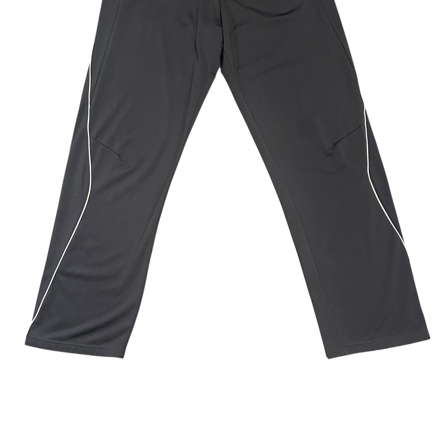 Puma Mens L Black Training Pants White Piping Elastic Waist Pockets Athleisure