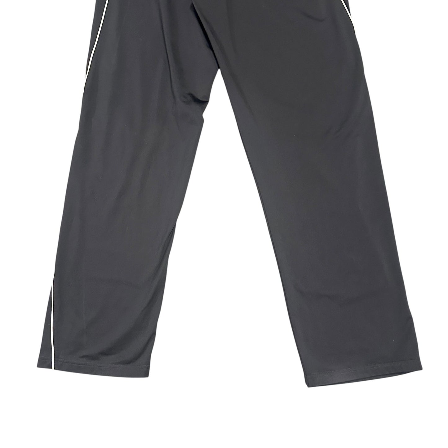 Puma Mens L Black Training Pants White Piping Elastic Waist Pockets Athleisure