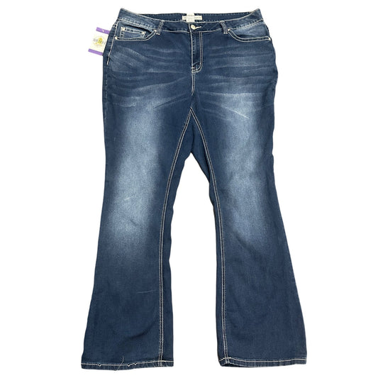 Love Indigo Womens 18 Bootcut Jeans Embellished Flap Pockets Stretch Medium Wash