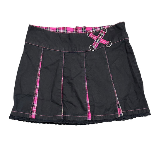 TRIPP NYC Daang Goodman Mini Skirt S Black Pink Plaid Pleated Punk Goth Y2K Emo