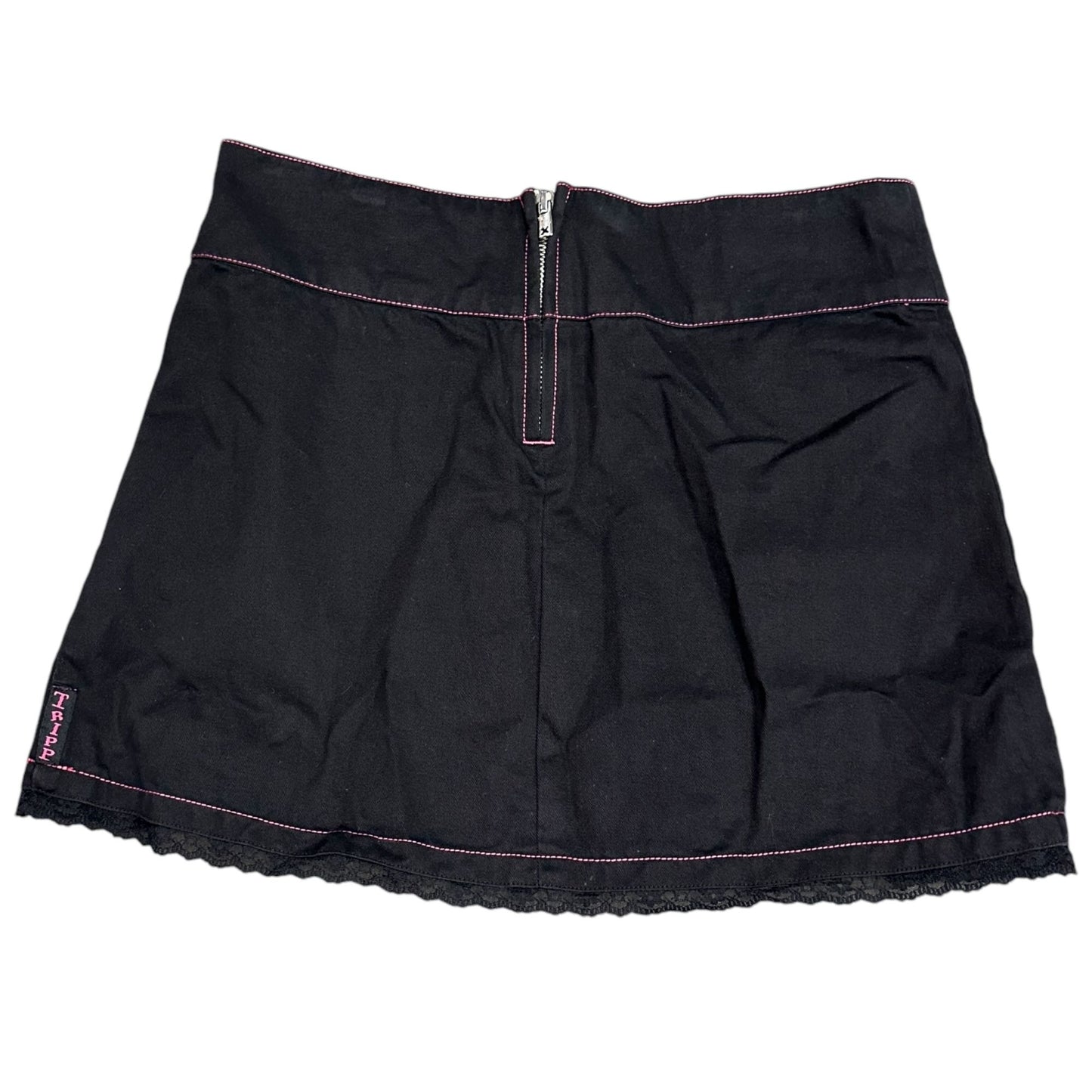 TRIPP NYC Daang Goodman Mini Skirt S Black Pink Plaid Pleated Punk Goth Y2K Emo