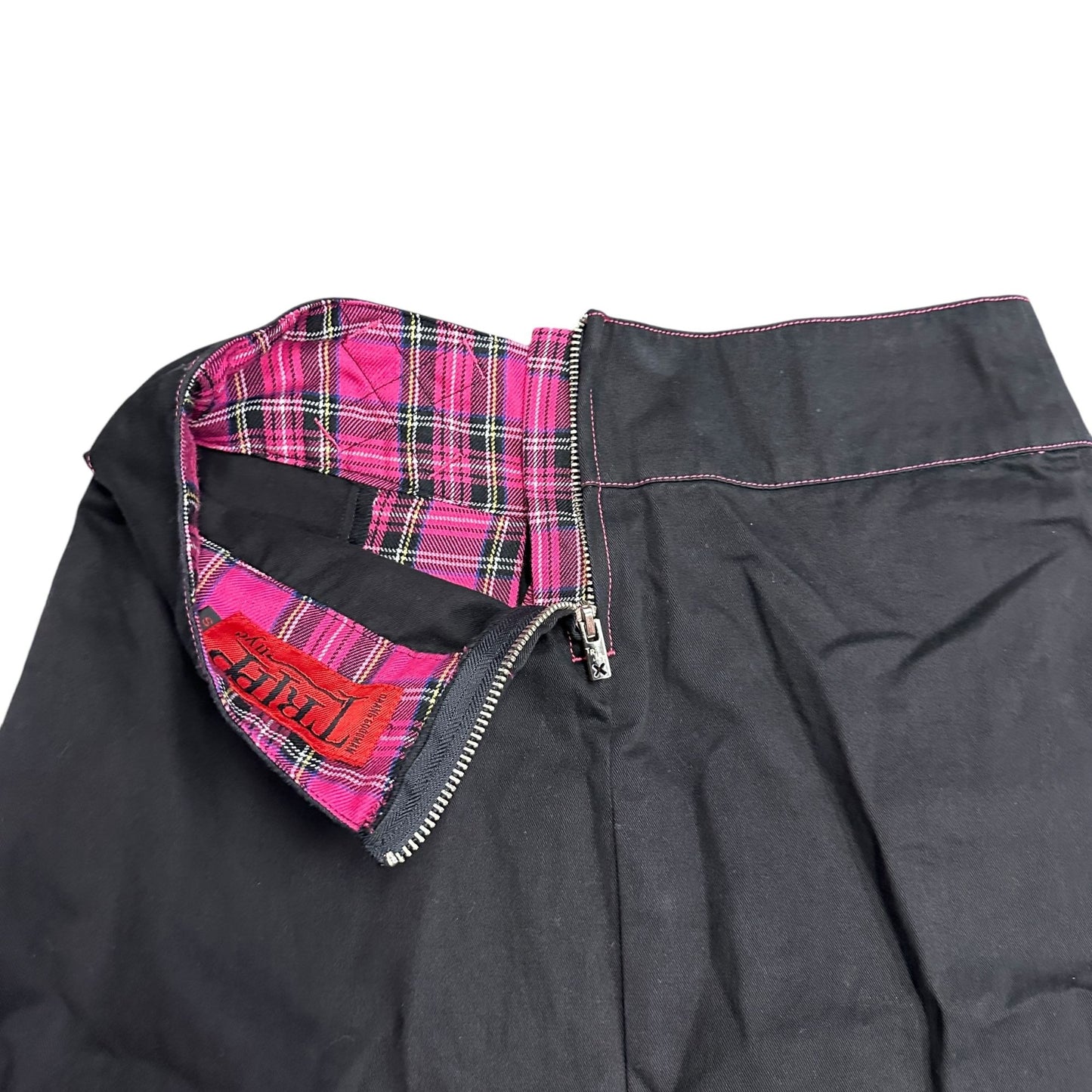 TRIPP NYC Daang Goodman Mini Skirt S Black Pink Plaid Pleated Punk Goth Y2K Emo