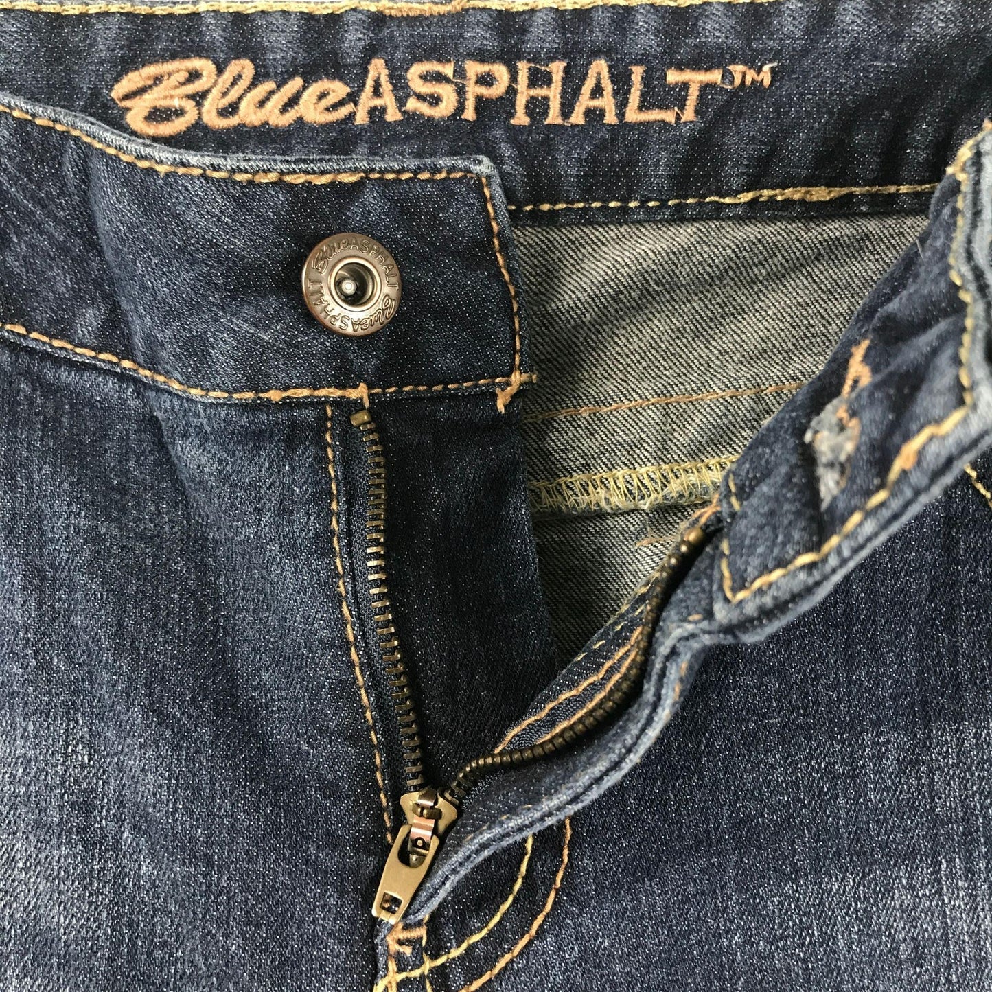 Blue Asphalt Womens 7 Long Boot Cut Blue Denim Jeans Dark Wash Flap Pockets