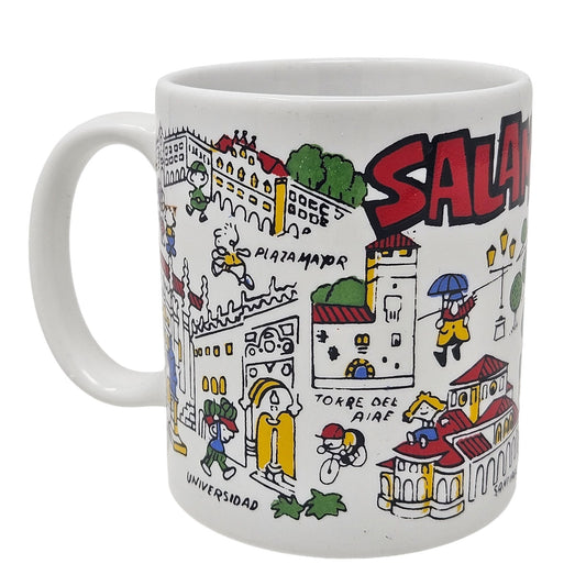 Colorful Salamanca Illustrated Ceramic Mug Featuring Iconic Landmarks Souvenir