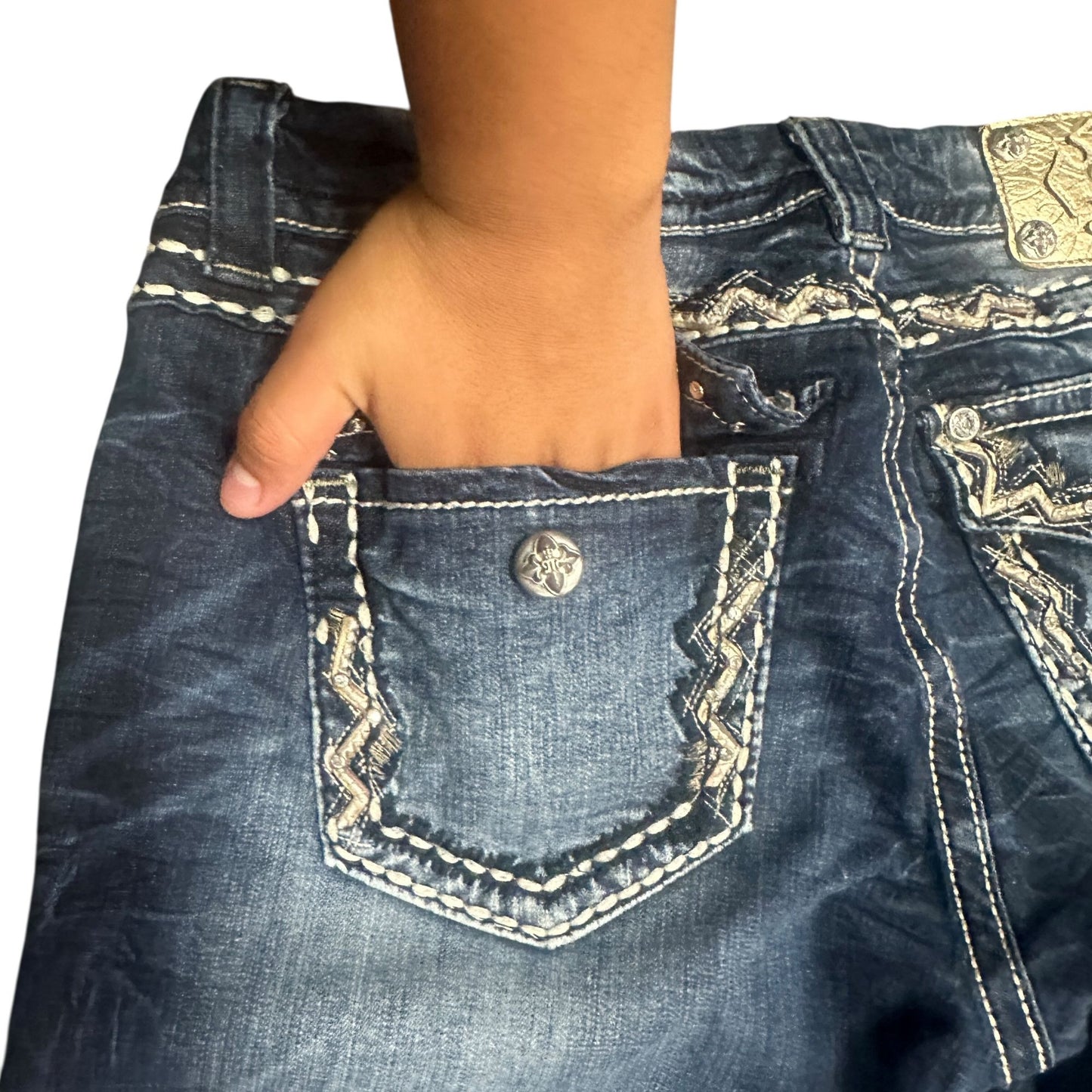 Miss Me Womens Size 30 Mid-Rise Cropped Jeans Blue Strech