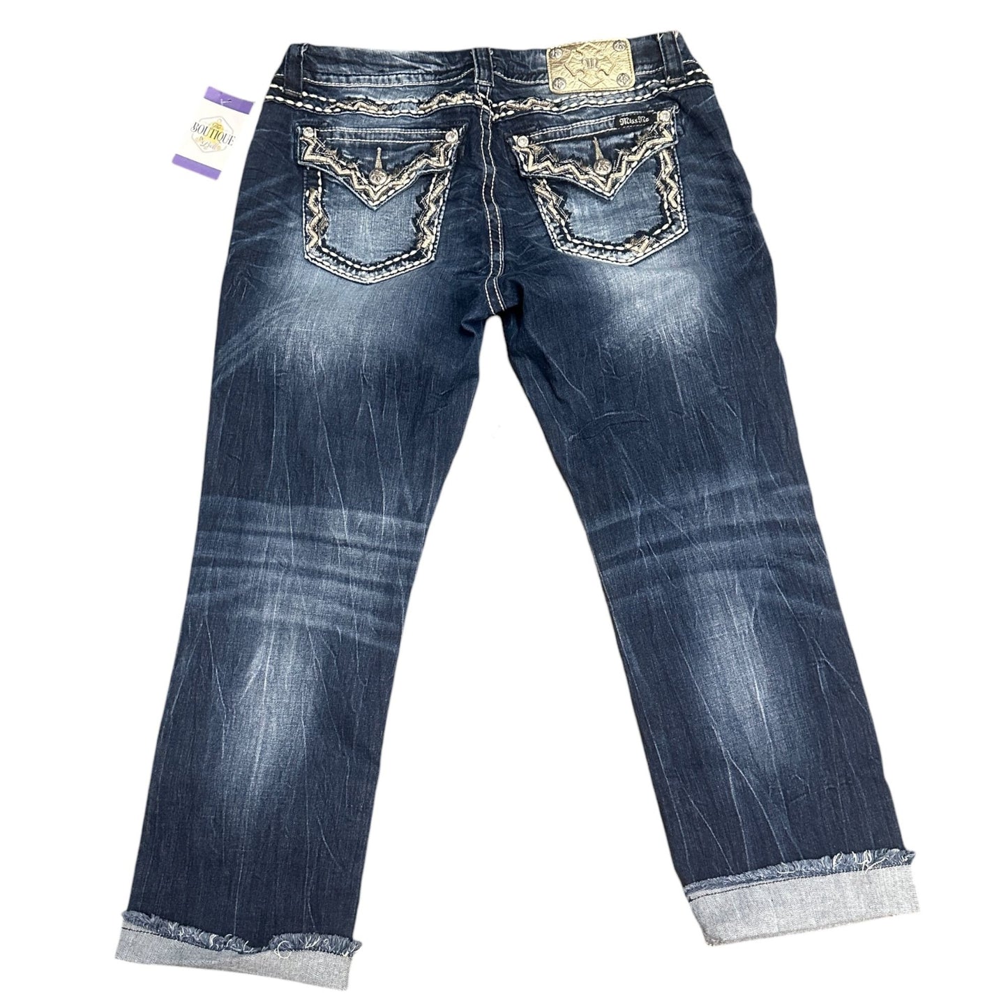 Miss Me Womens Size 30 Mid-Rise Cropped Jeans Blue Strech
