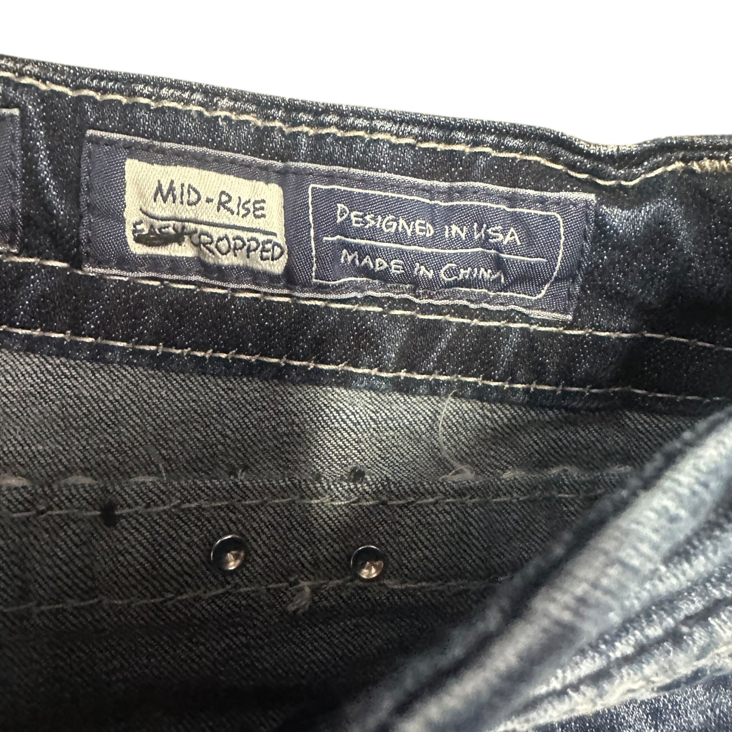 Miss Me Womens Size 30 Mid-Rise Cropped Jeans Blue Strech