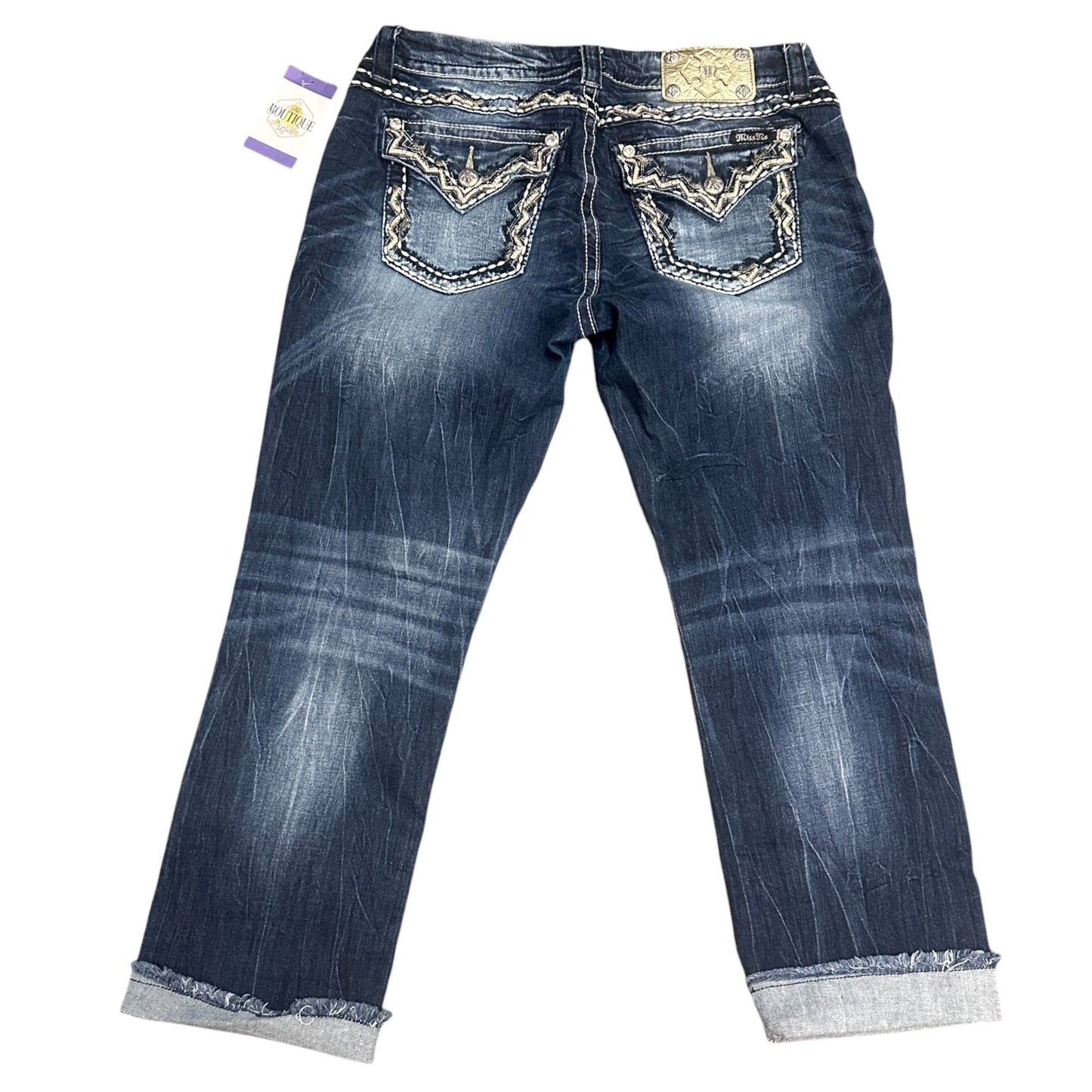 Miss Me Womens Size 30 Mid-Rise Cropped Jeans Blue Strech