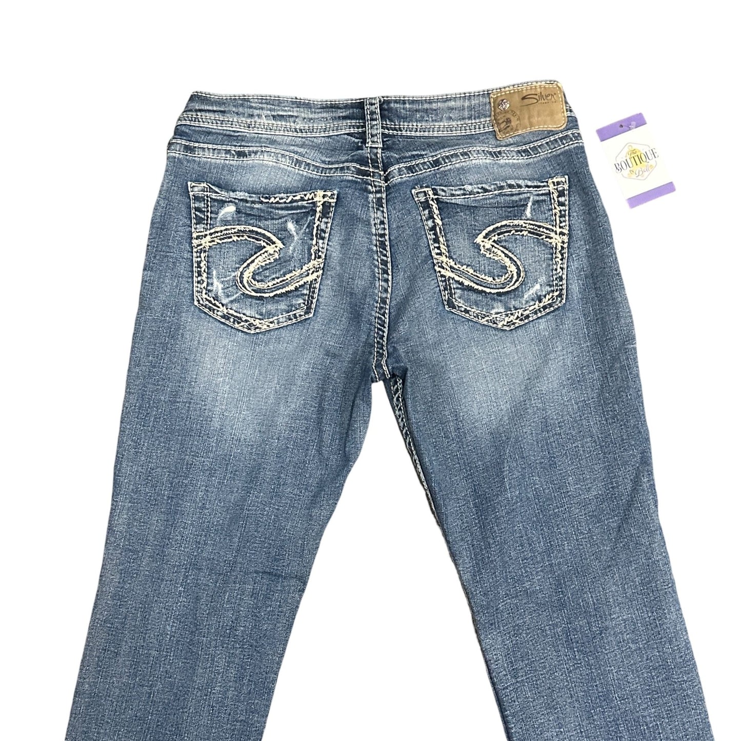 Silver Jeans Co Boyfriend Straight 29 Thick Stitch Stretch Western Boho Cowgirl