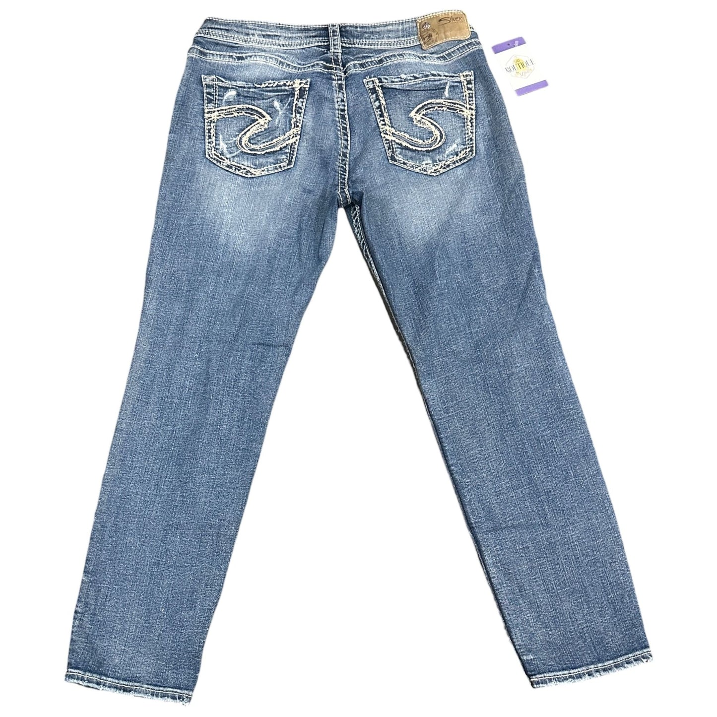 Silver Jeans Co Boyfriend Straight 29 Thick Stitch Stretch Western Boho Cowgirl