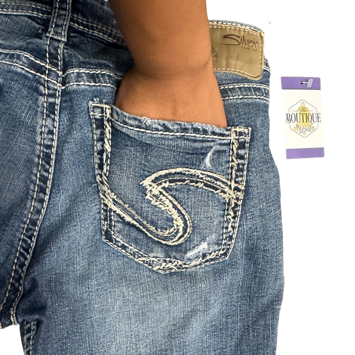 Silver Jeans Co Boyfriend Straight 29 Thick Stitch Stretch Western Boho Cowgirl