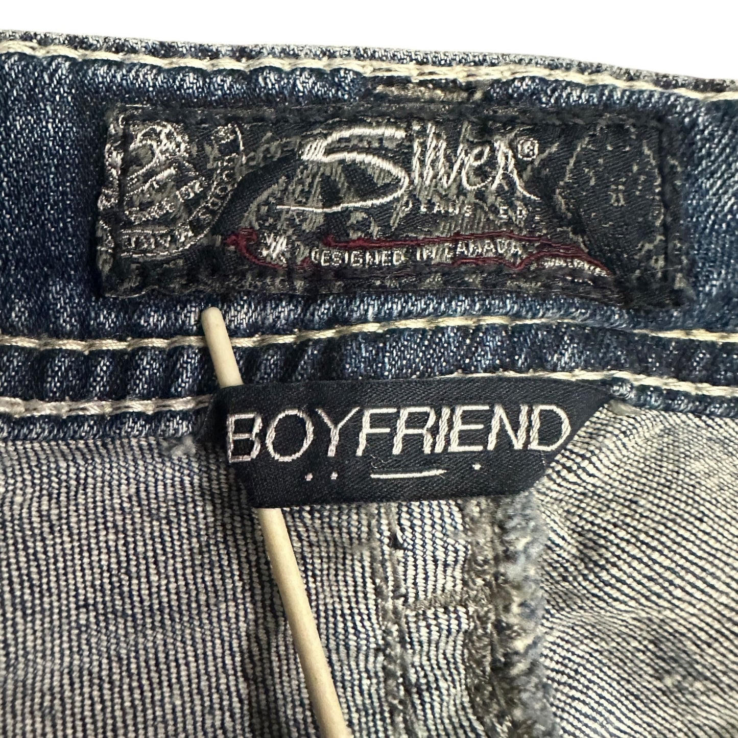 Silver Jeans Co Boyfriend Straight 29 Thick Stitch Stretch Western Boho Cowgirl