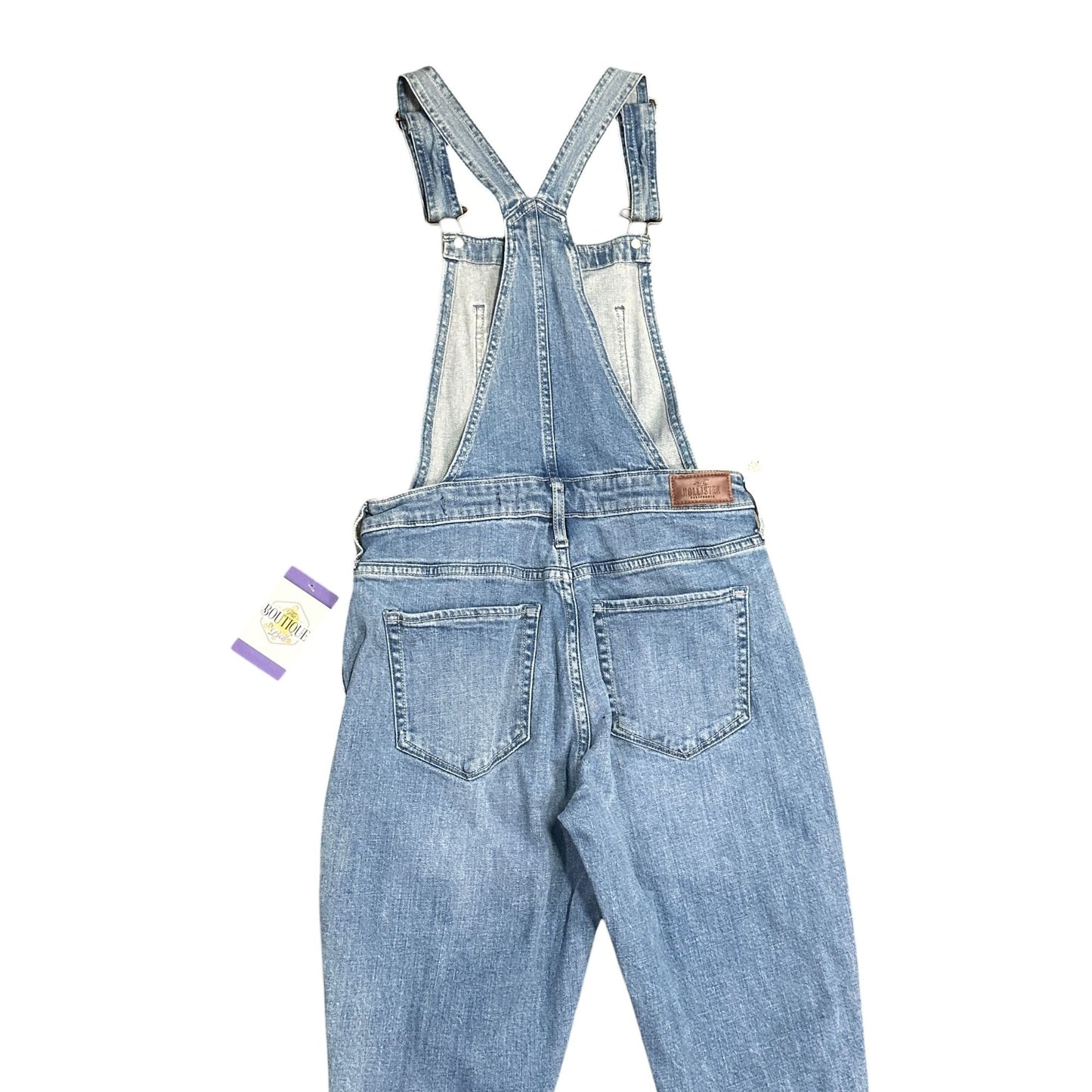 Hollister Womens S High-Rise Crop Boyfriend Overalls Distressed Stretch