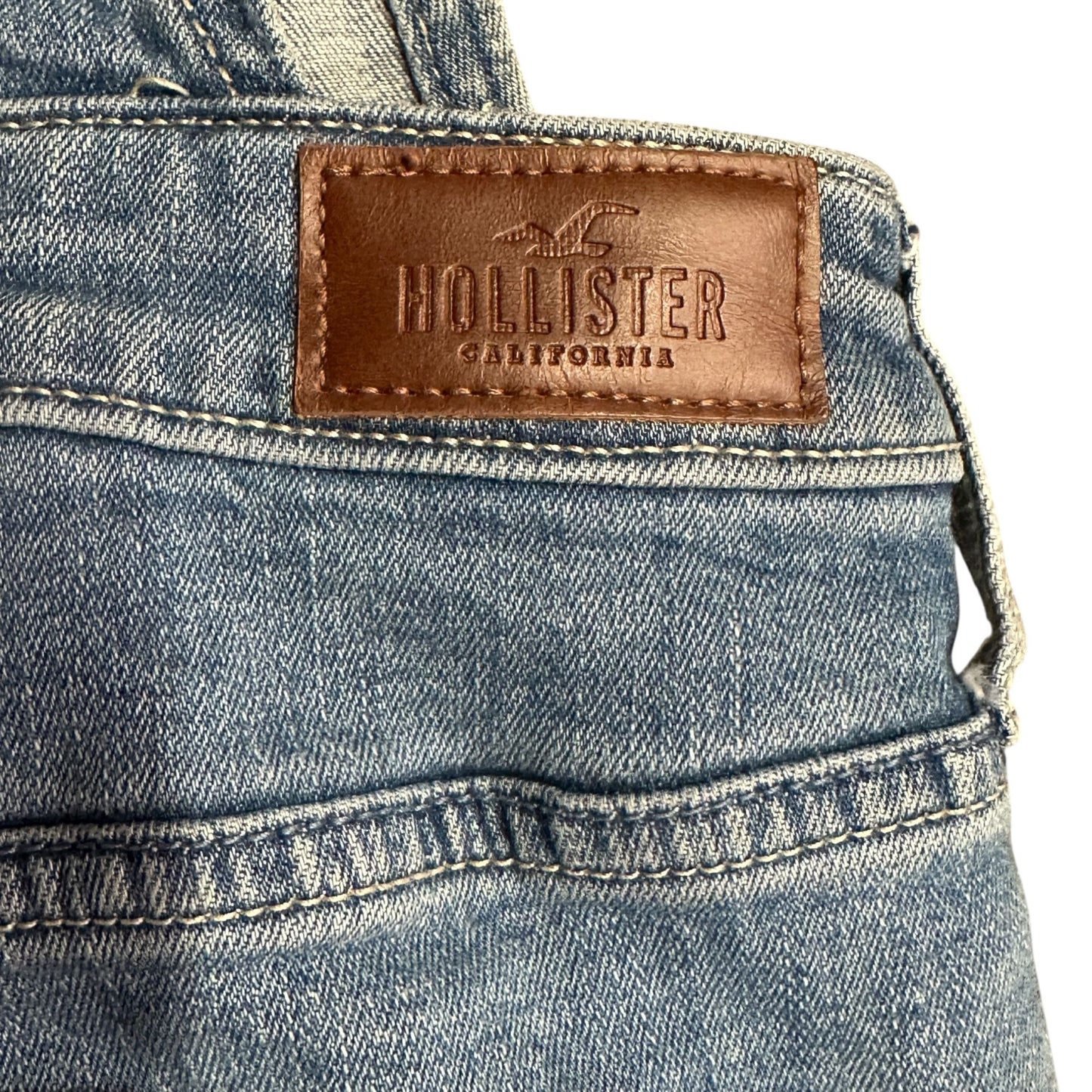 Hollister Womens S High-Rise Crop Boyfriend Overalls Distressed Stretch