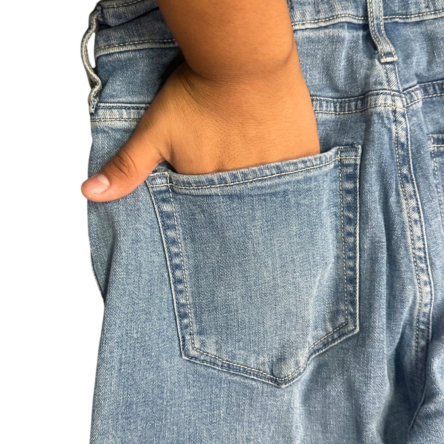 Hollister Womens S High-Rise Crop Boyfriend Overalls Distressed Stretch