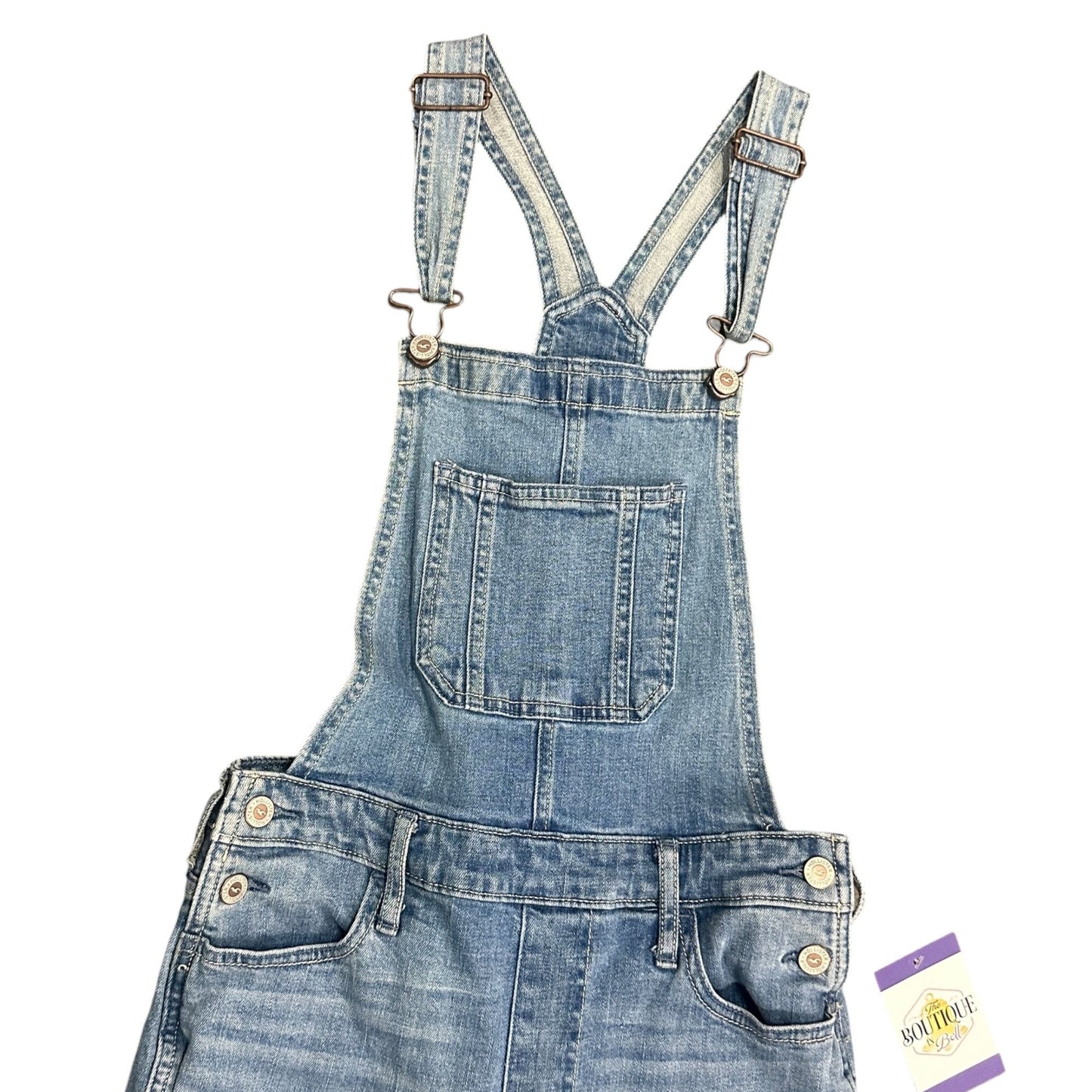 Hollister Womens S High-Rise Crop Boyfriend Overalls Distressed Stretch