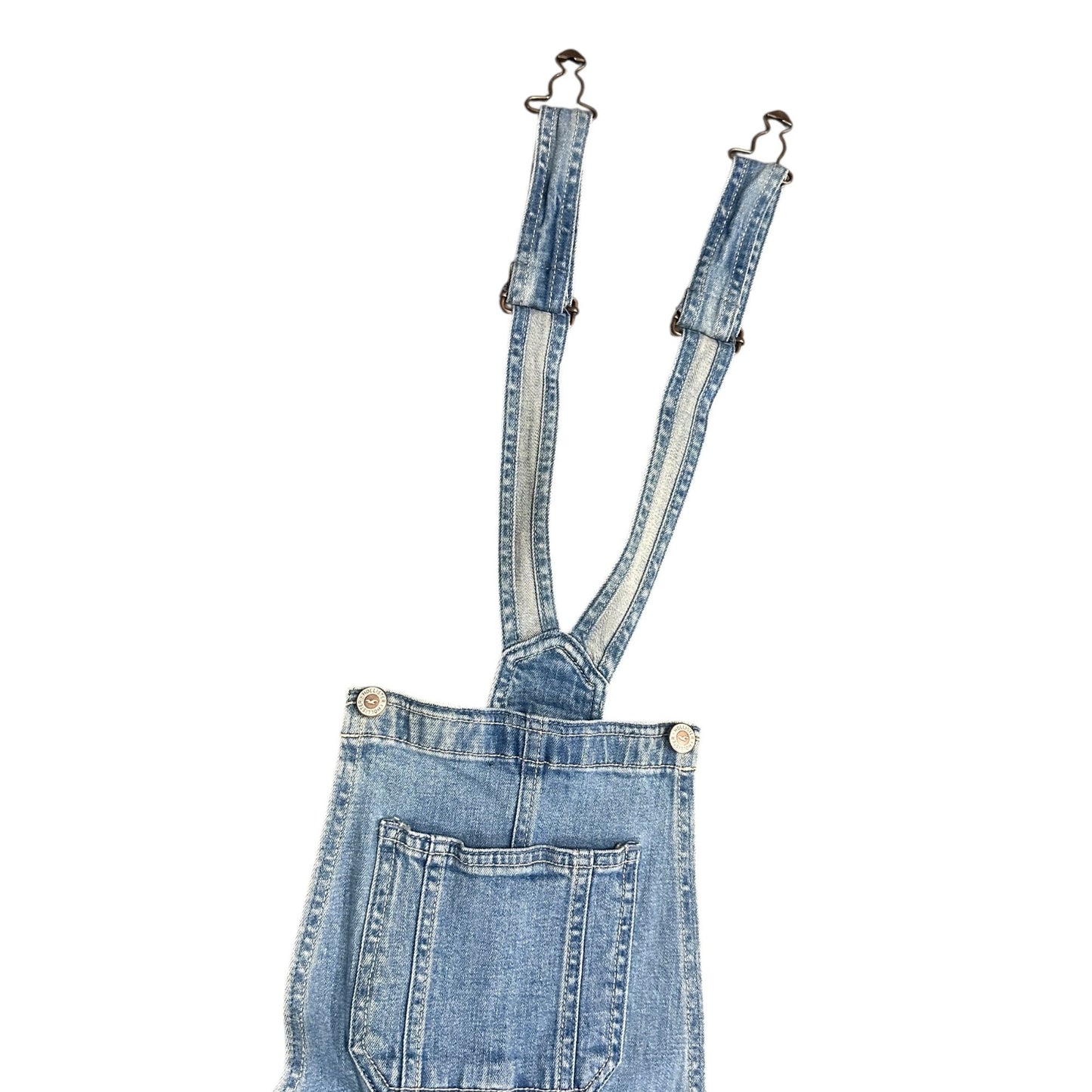 Hollister Womens S High-Rise Crop Boyfriend Overalls Distressed Stretch