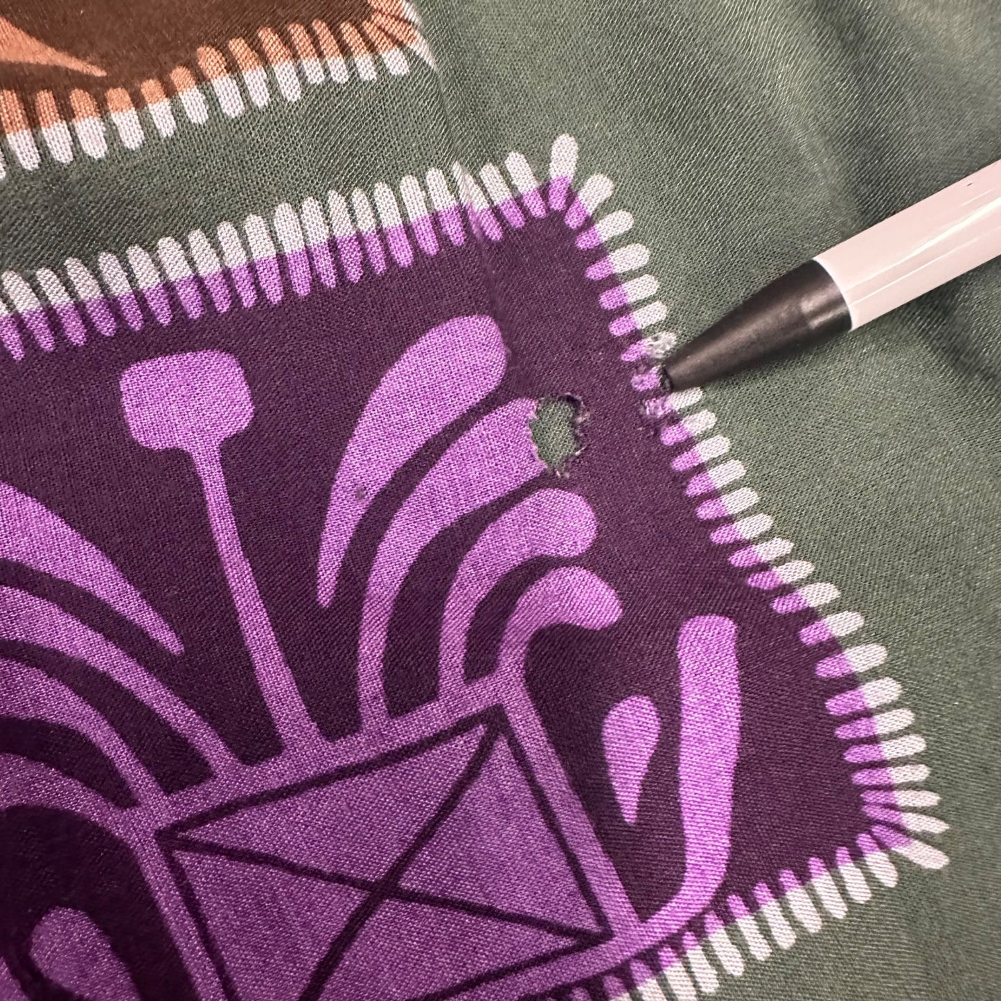 Vintage Full Length Skirt Passports L Elastic Waist Tribal Print Office Modest