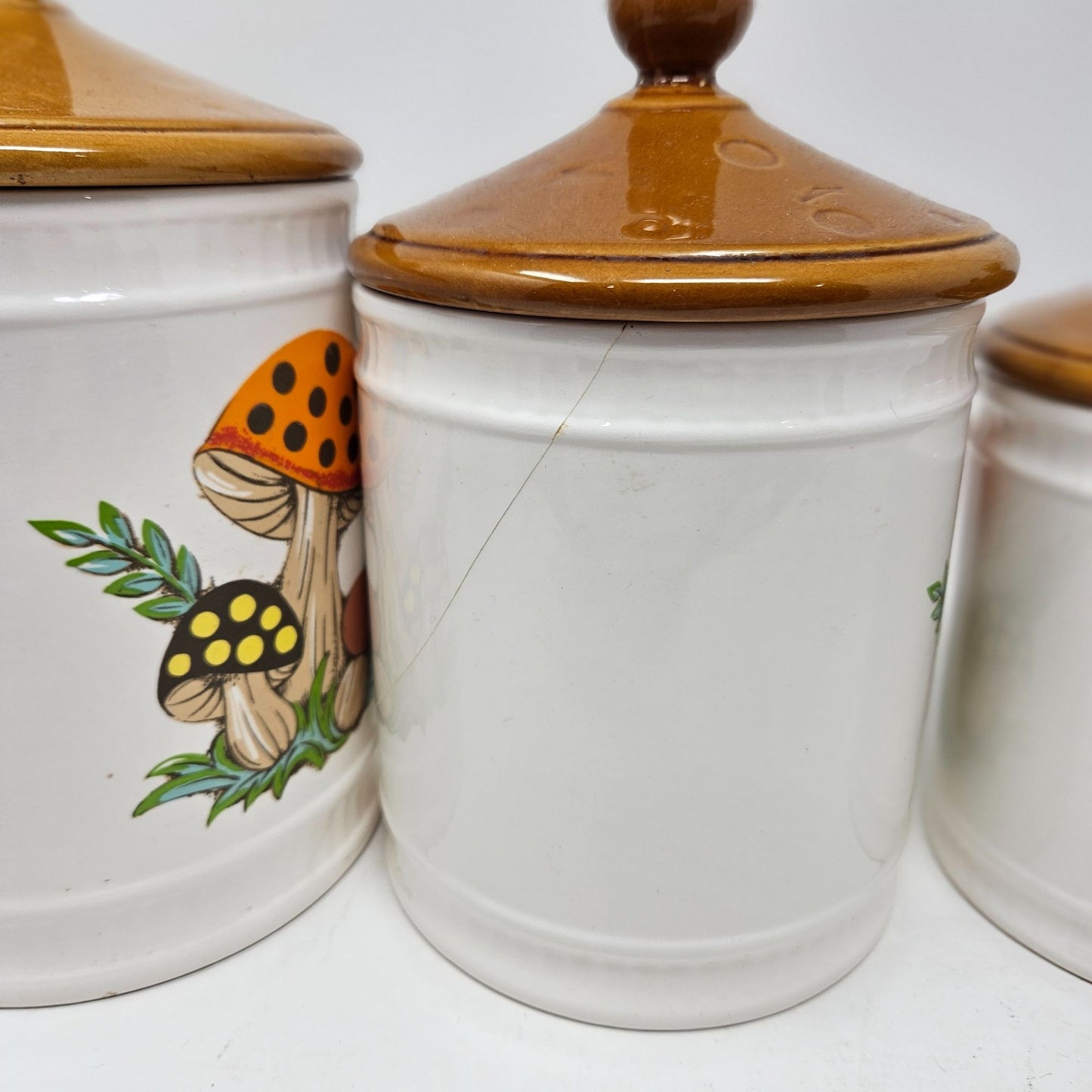 Vintage Sears, Roebucks and Co. 1982 “Merry Mushrooms” 4 -Piece Canister Set