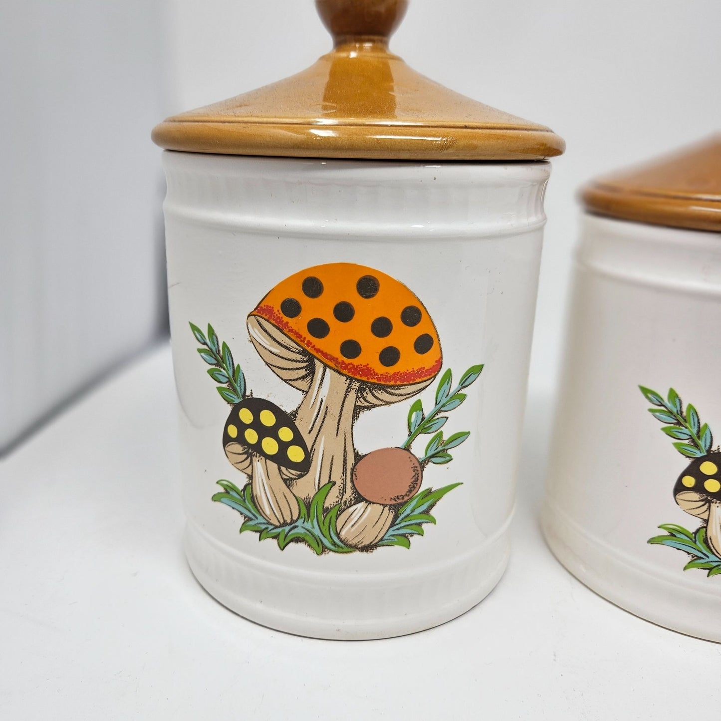Vintage Sears, Roebucks and Co. 1982 “Merry Mushrooms” 4 -Piece Canister Set