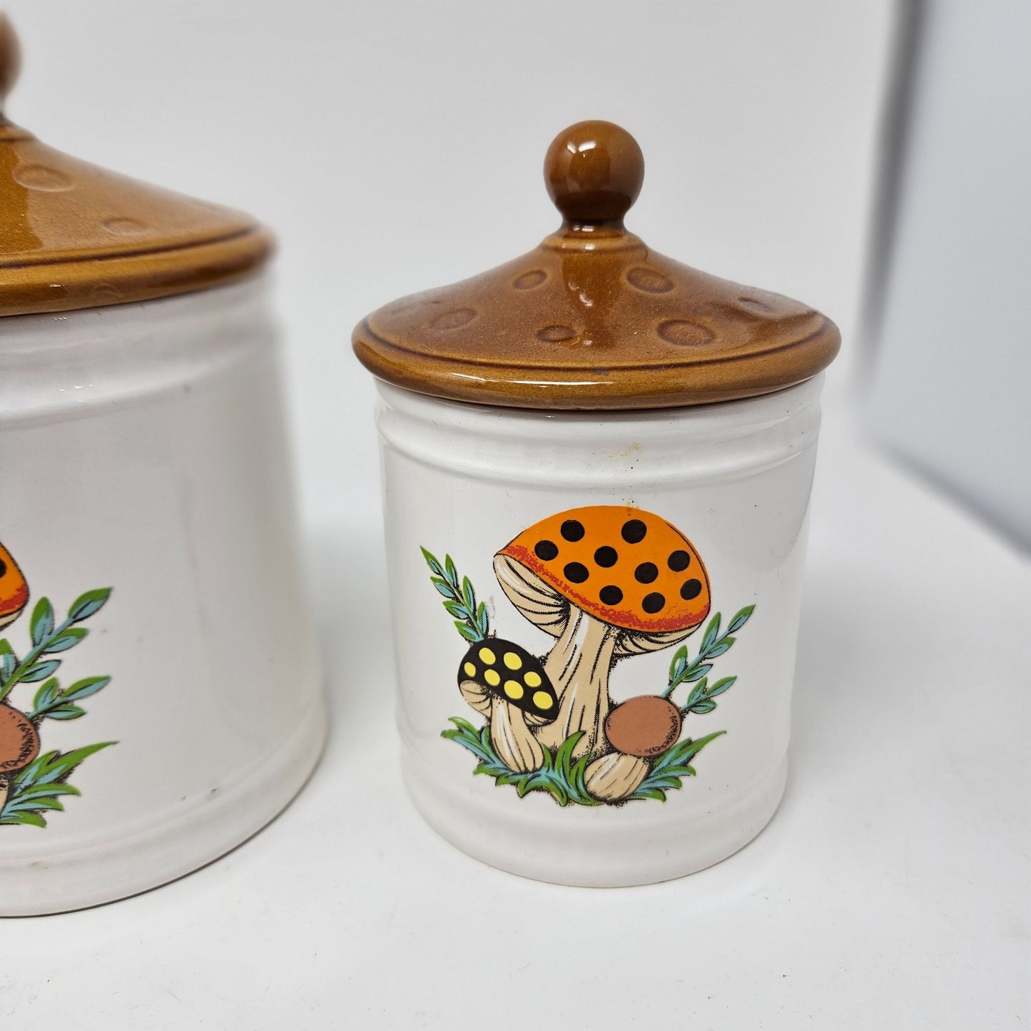 Vintage Sears, Roebucks and Co. 1982 “Merry Mushrooms” 4 -Piece Canister Set