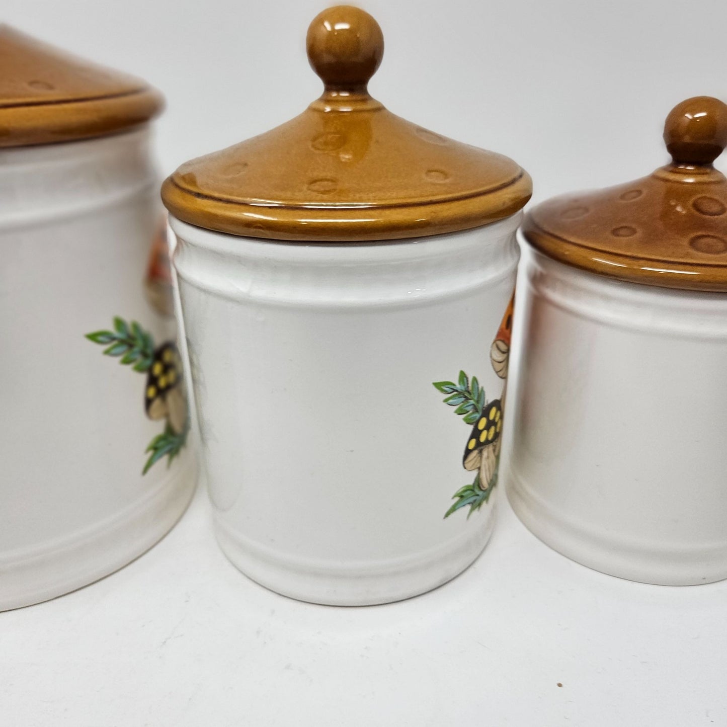 Vintage Sears, Roebucks and Co. 1982 “Merry Mushrooms” 4 -Piece Canister Set