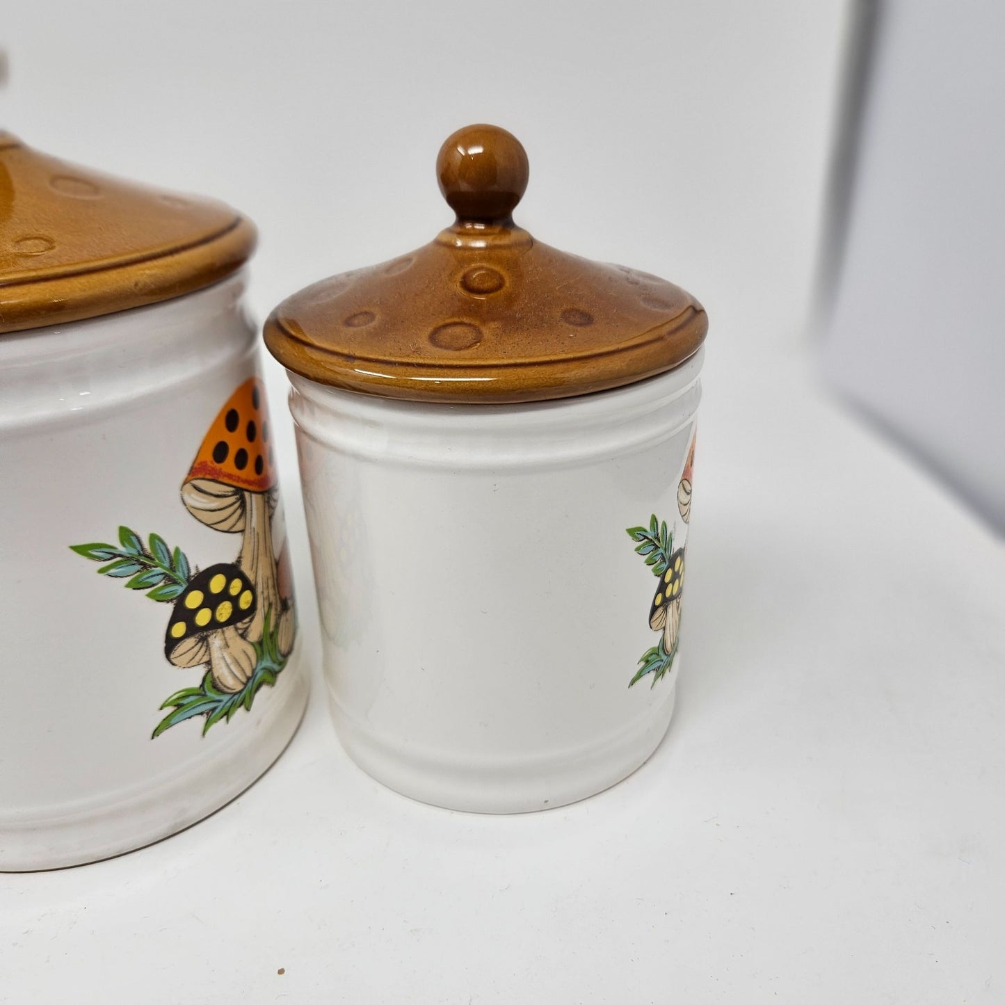 Vintage Sears, Roebucks and Co. 1982 “Merry Mushrooms” 4 -Piece Canister Set