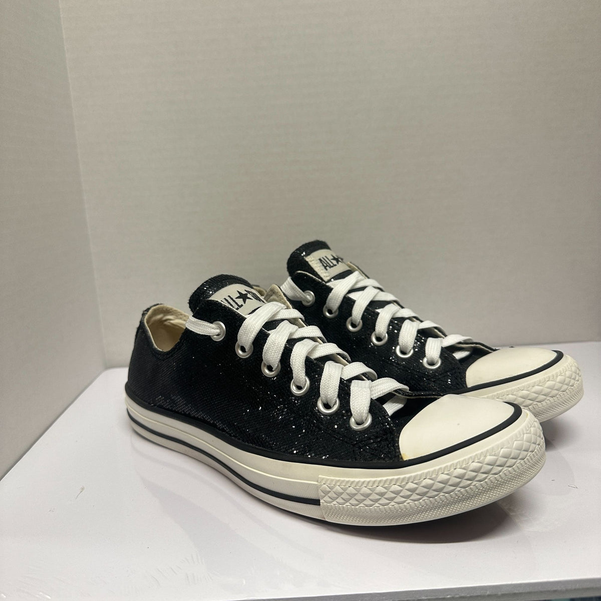 Converse Shoes All Star Chuck Taylor Canvas Sneakers Black Glitter Womens Sz 9
