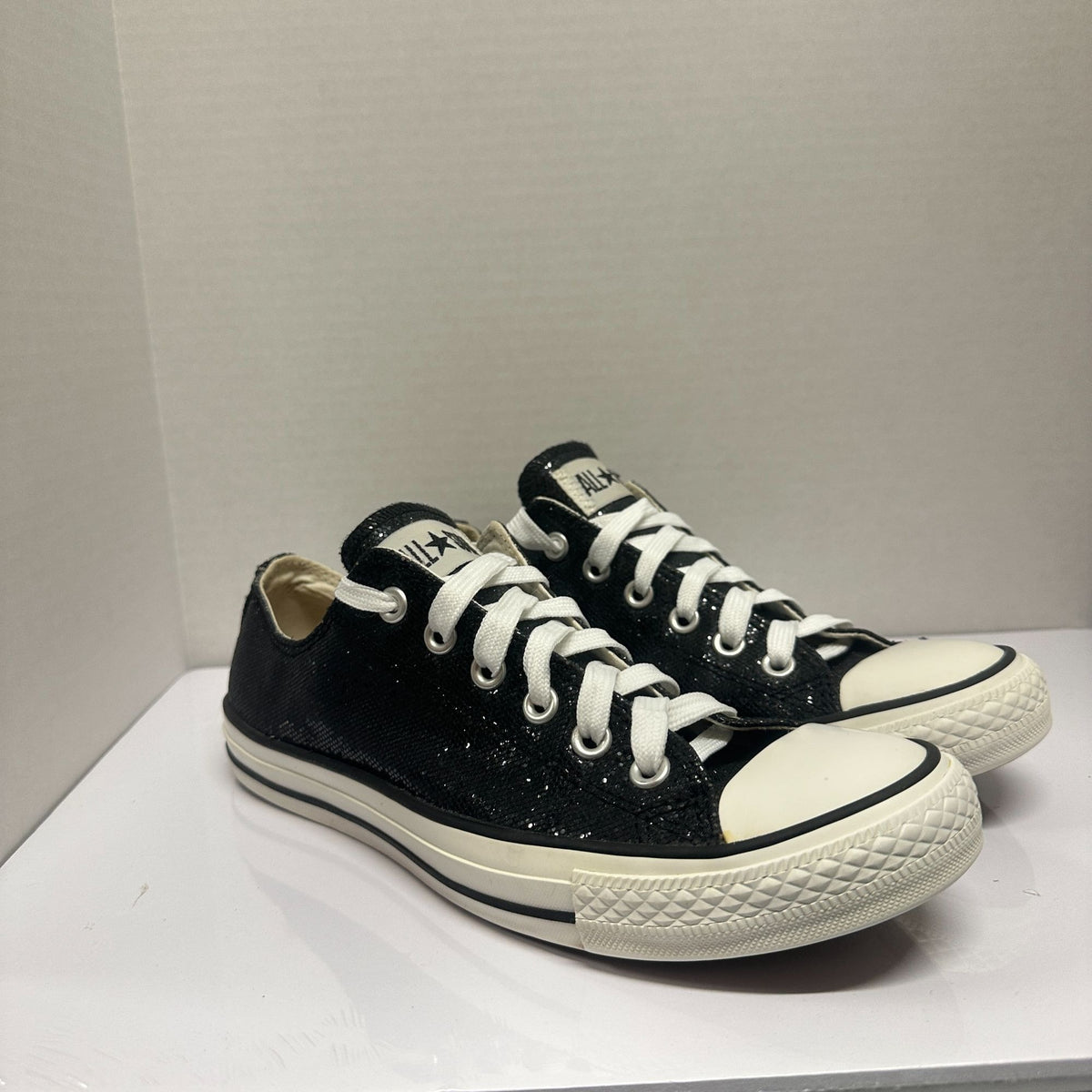 Converse Shoes All Star Chuck Taylor Canvas Sneakers Black Glitter Womens Sz 9
