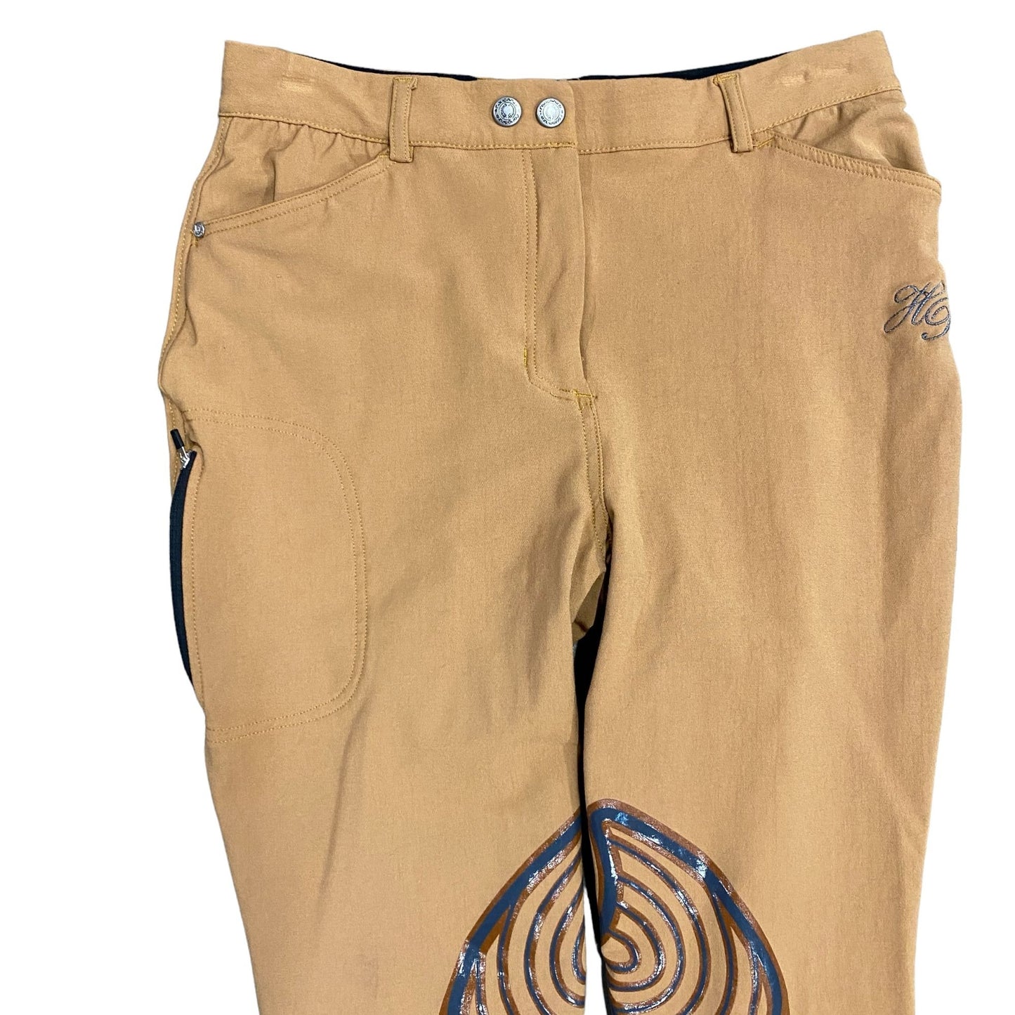 Fouganza Horseback Riding Pants Breeches Womens 28 Hazelnut Silicone Seat BR560