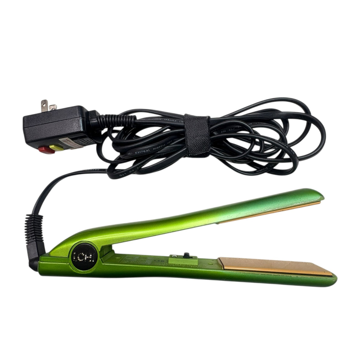 CHI Green Flat Iron Hair Straightener with White Storage Case