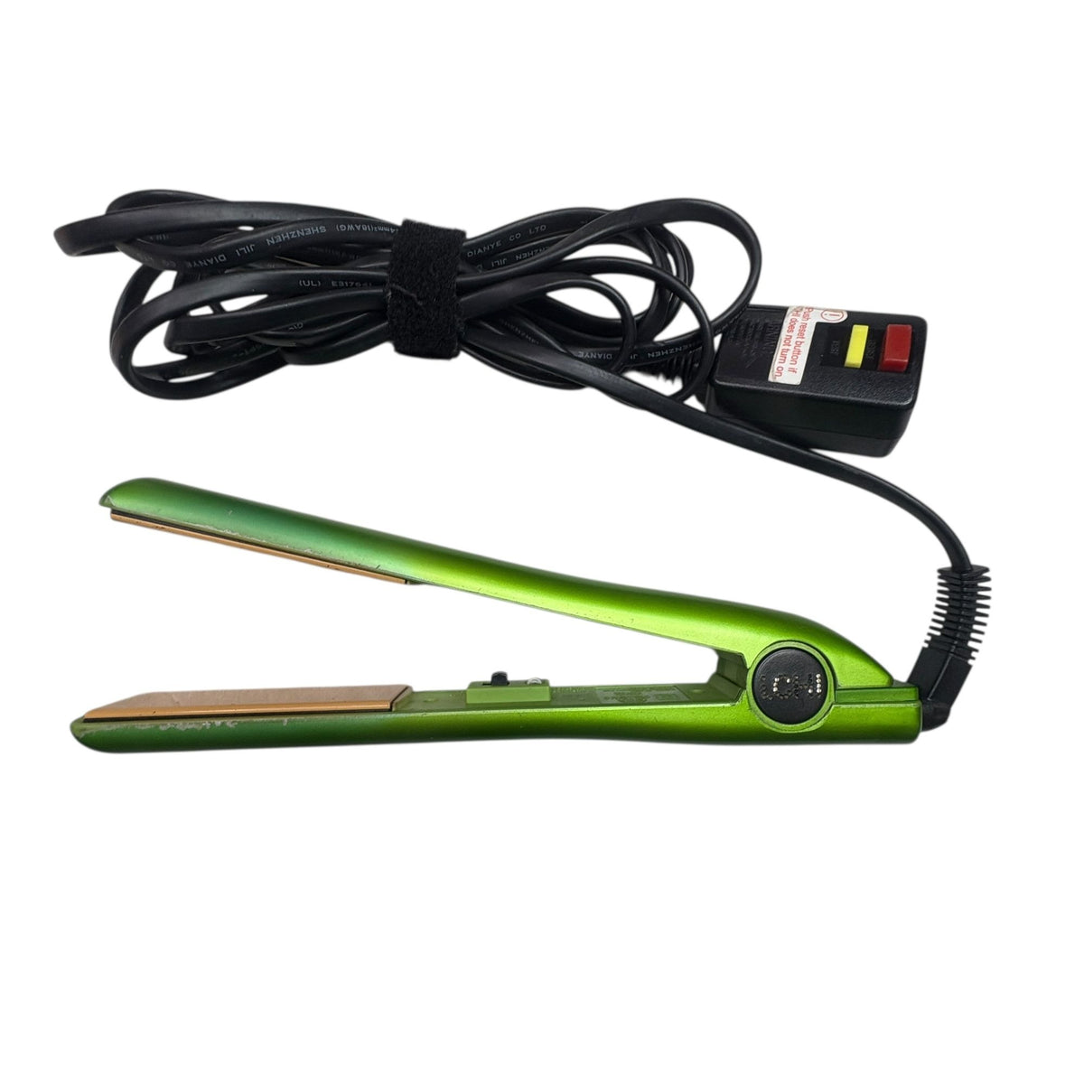 CHI Green Flat Iron Hair Straightener with White Storage Case