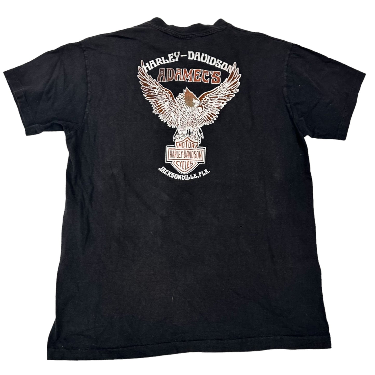 Vintage Harley Davidson Single Stitch TShirt Adamecs Hanes Mens L Black Dealers