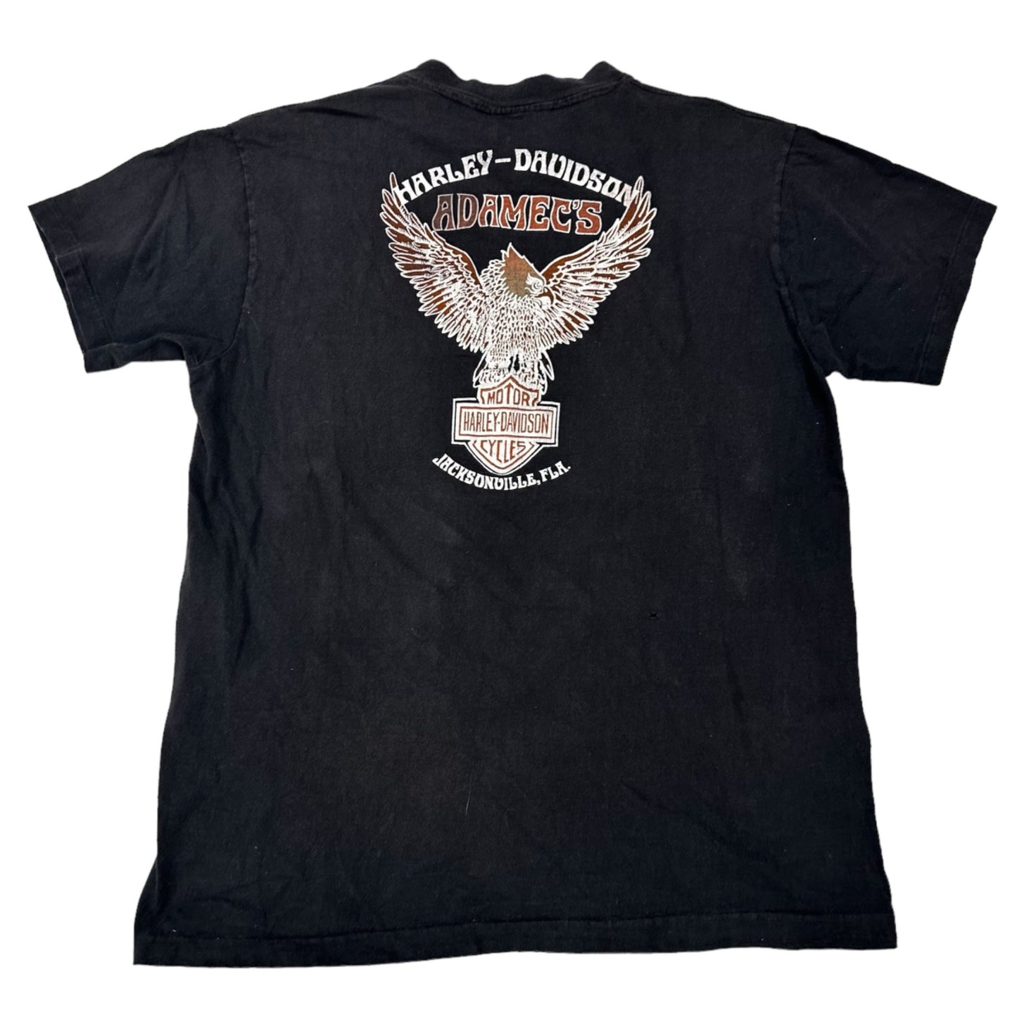 Vintage Harley Davidson Single Stitch TShirt Adamecs Hanes Mens L Black Dealers