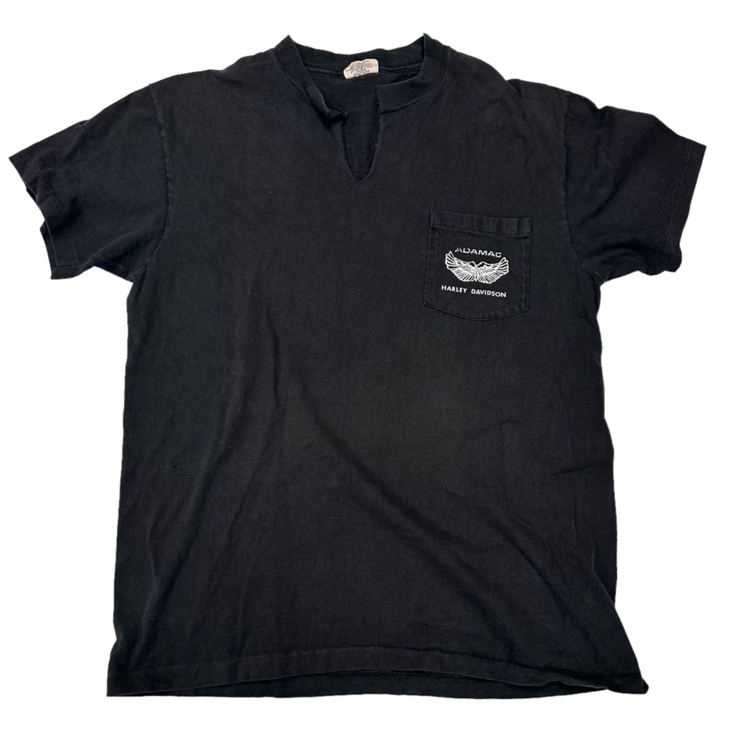 Vintage Harley Davidson Single Stitch TShirt Adamecs Hanes Mens L Black Dealers