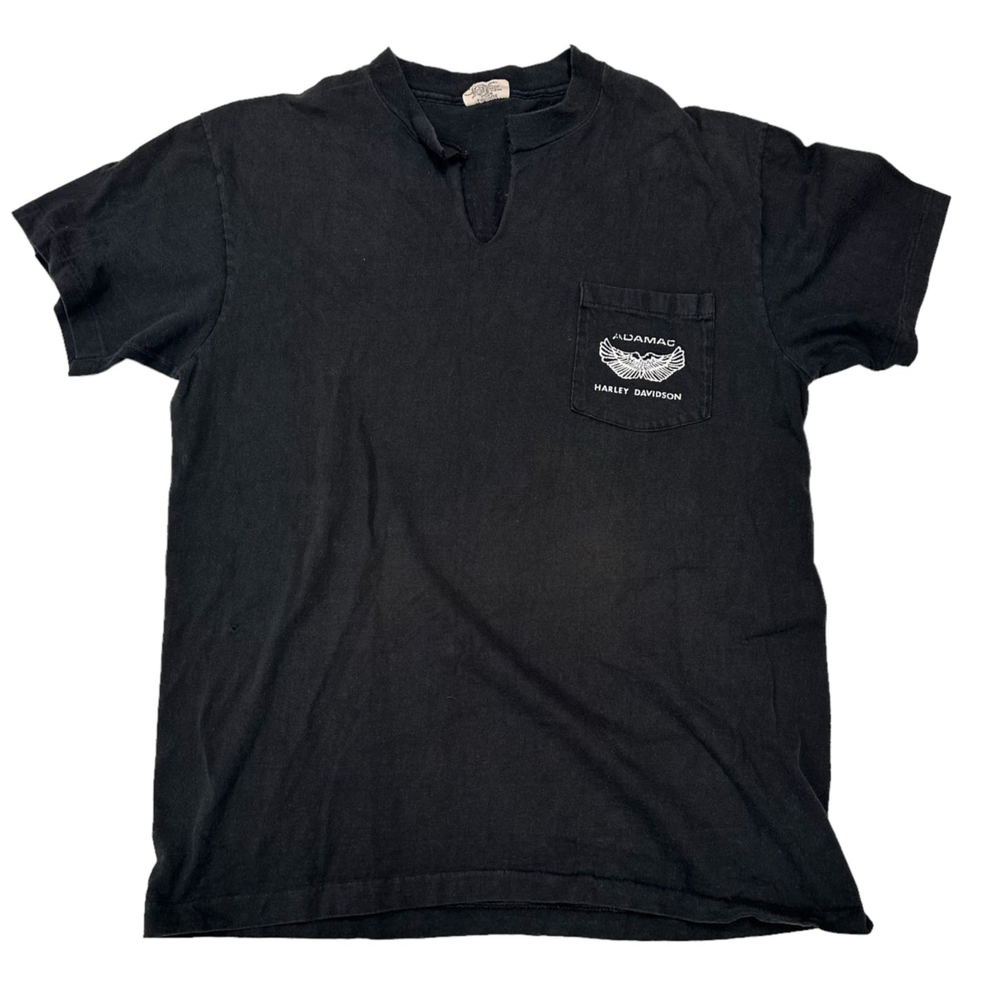 Vintage Harley Davidson Single Stitch TShirt Adamecs Hanes Mens L Black Dealers