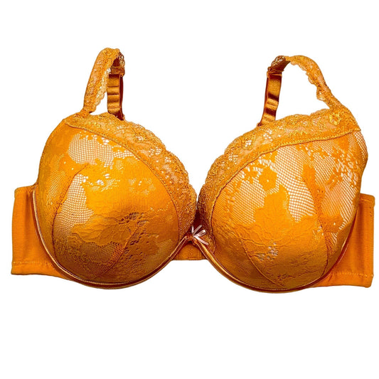 Cacique 42D Orange Lace Push Up Bra Underwire Lined Adjustable Straps Intimates