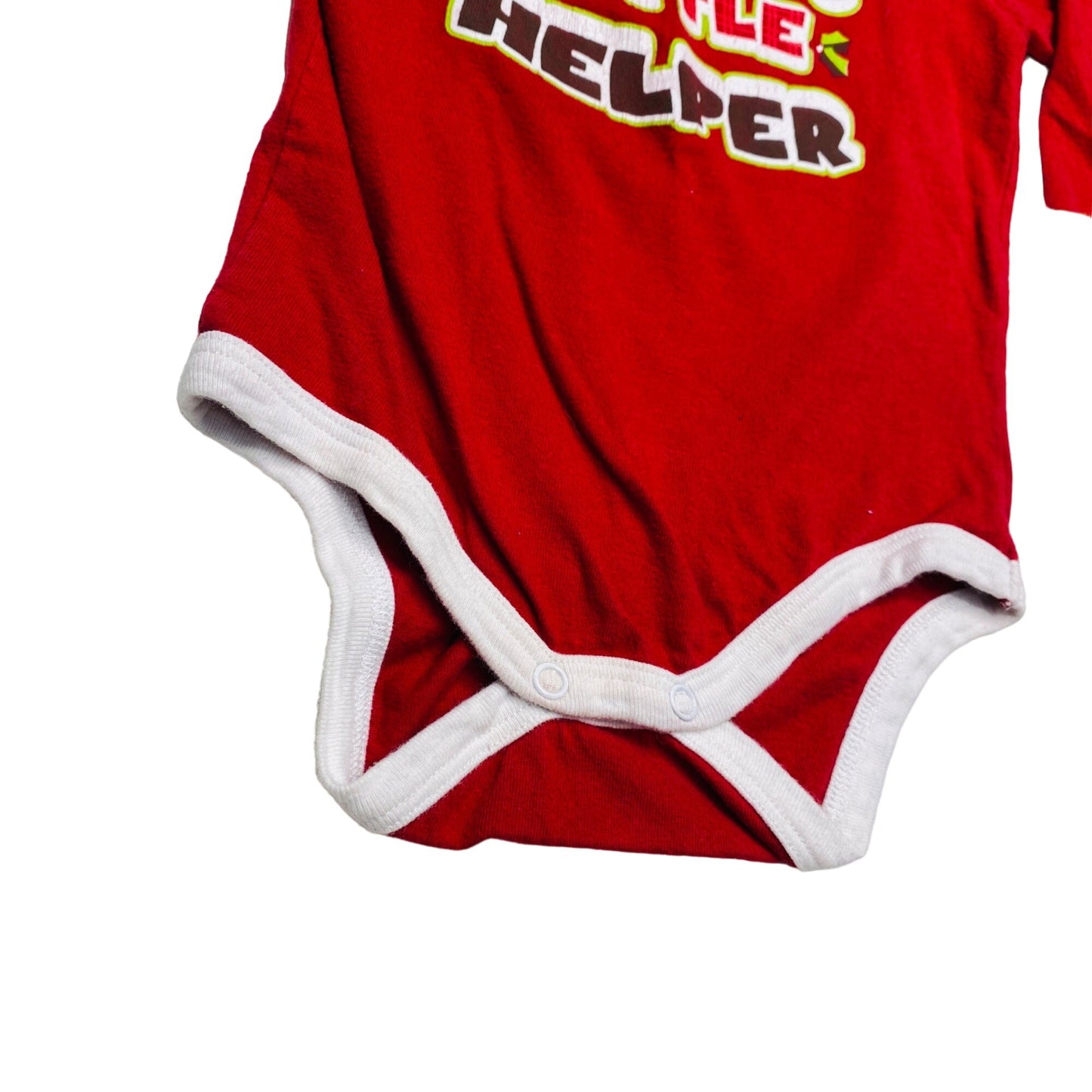 West Loop 12-18m "Santa's Little Helper" Red Onesie Long Sleeve Snap Closure