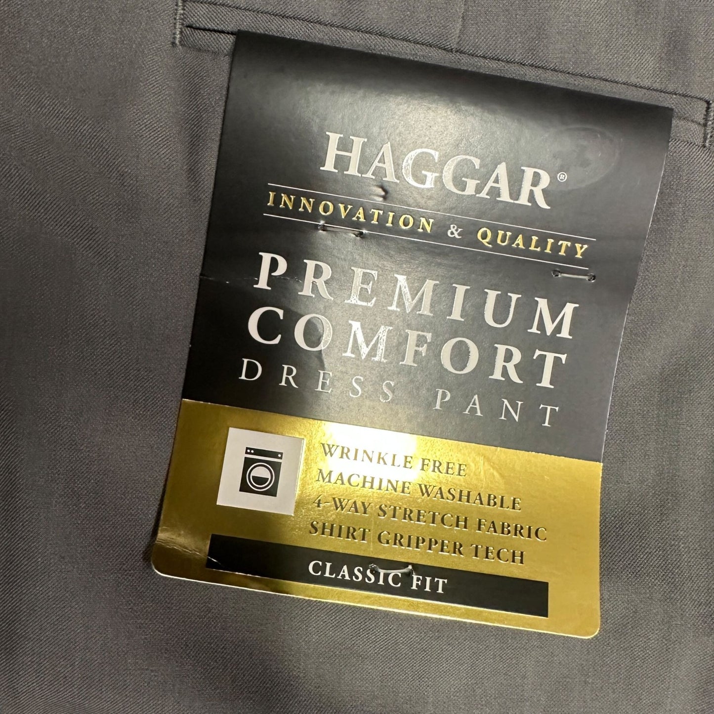 NWT Haggar 40 Premium Comfort Expandable Waist Stretch Dress Pants Wrinkle Free