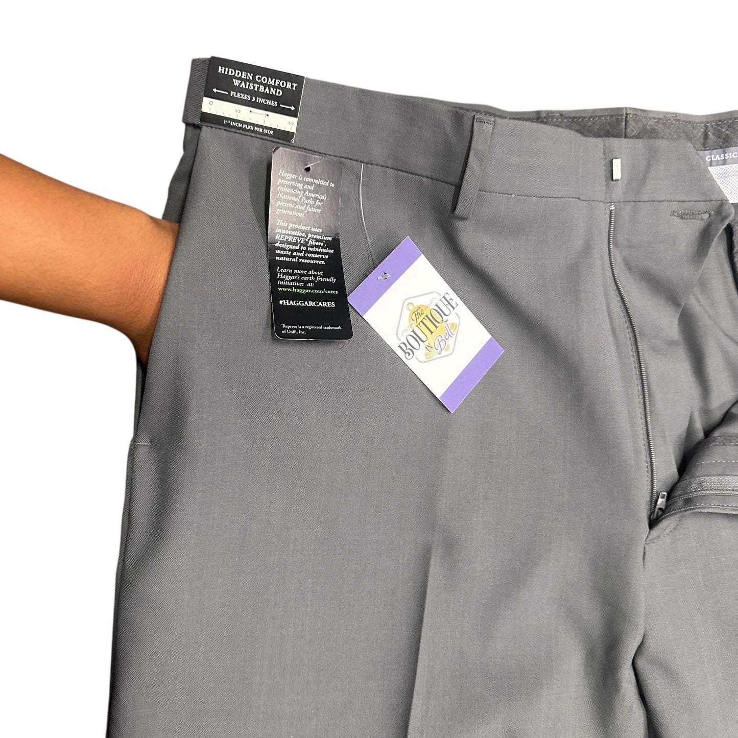 NWT Haggar 40 Premium Comfort Expandable Waist Stretch Dress Pants Wrinkle Free