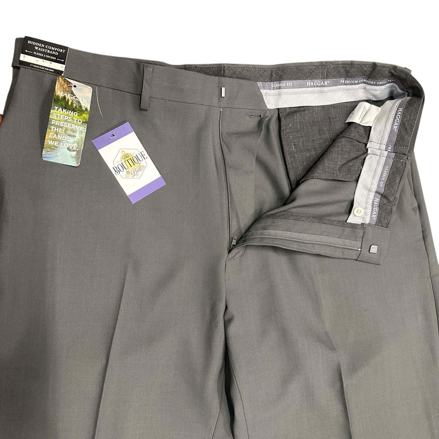 NWT Haggar 40 Premium Comfort Expandable Waist Stretch Dress Pants Wrinkle Free