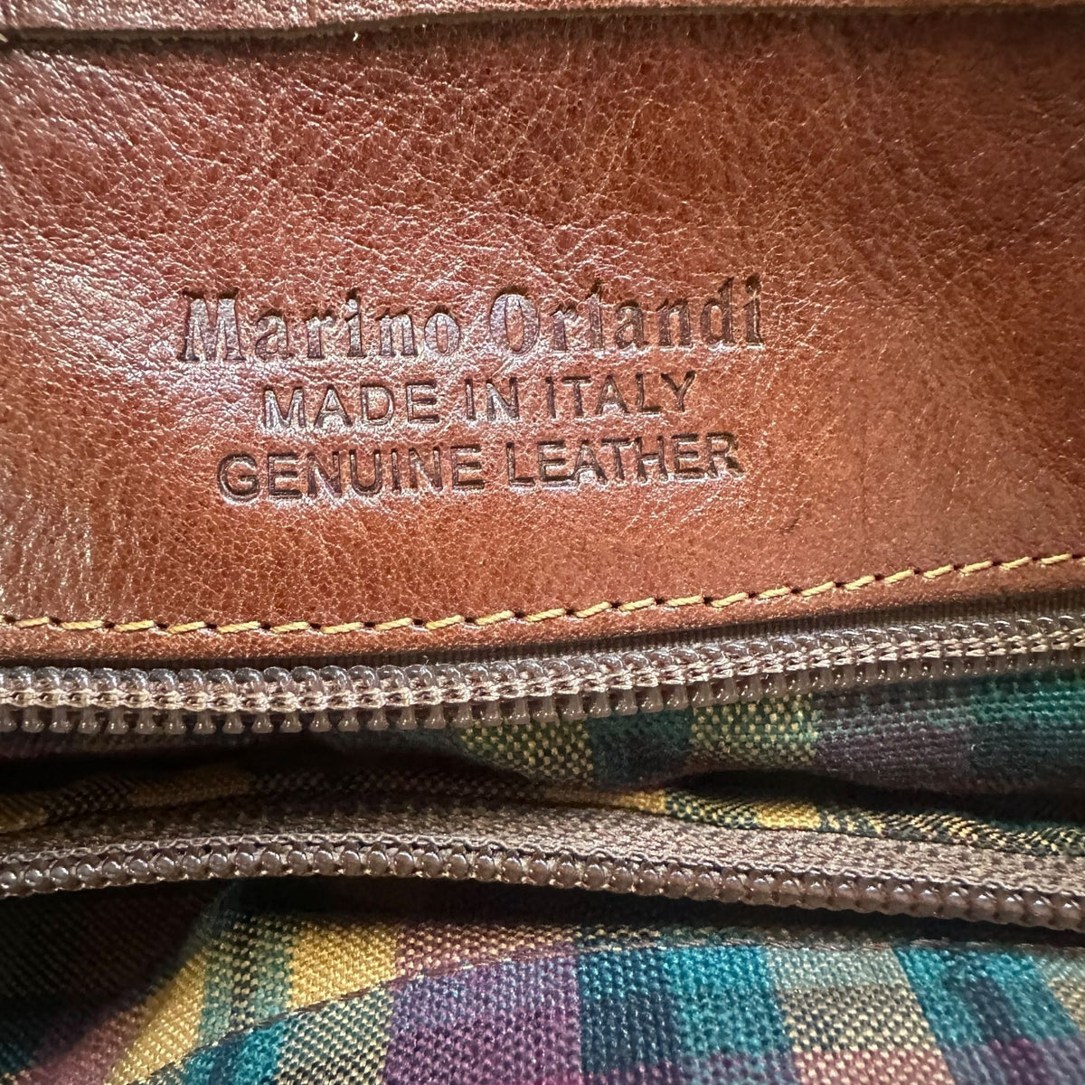 Marino Orlandi Genuine Leather Made In Italy Brown Tote Bag With Gold Hardware