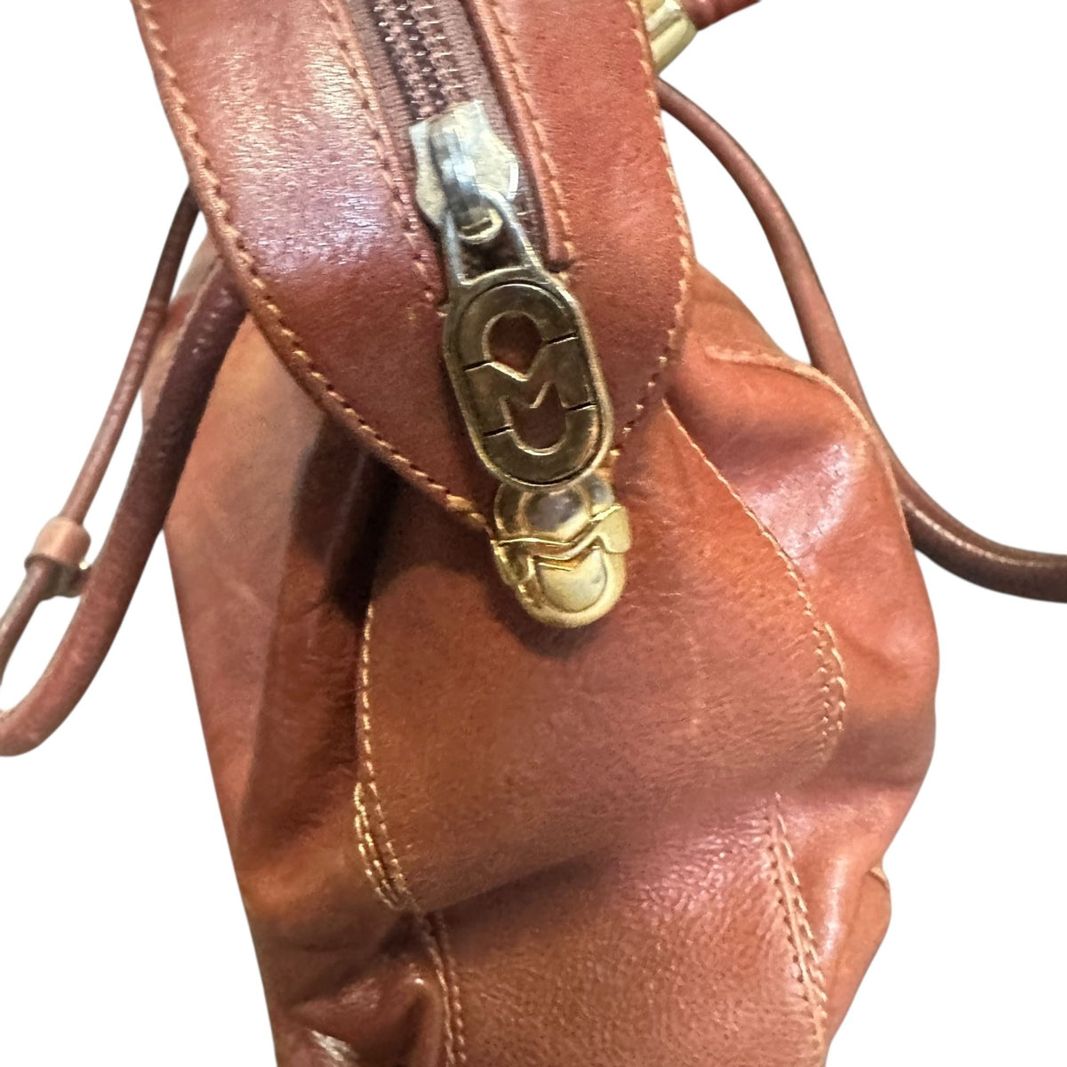 Marino Orlandi Genuine Leather Made In Italy Brown Tote Bag With Gold Hardware